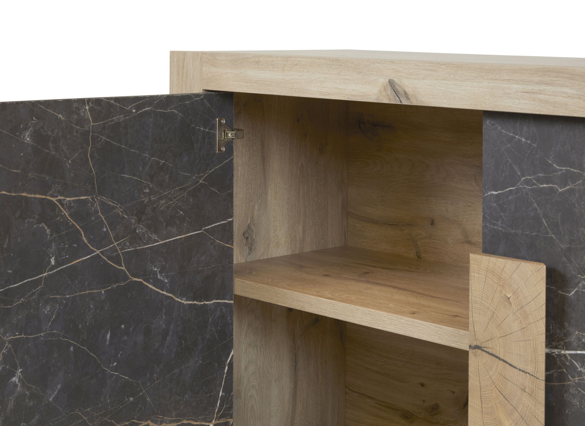 Detailfoto - Dressoir Sacha 210cm - melamine - canyon oak & marble