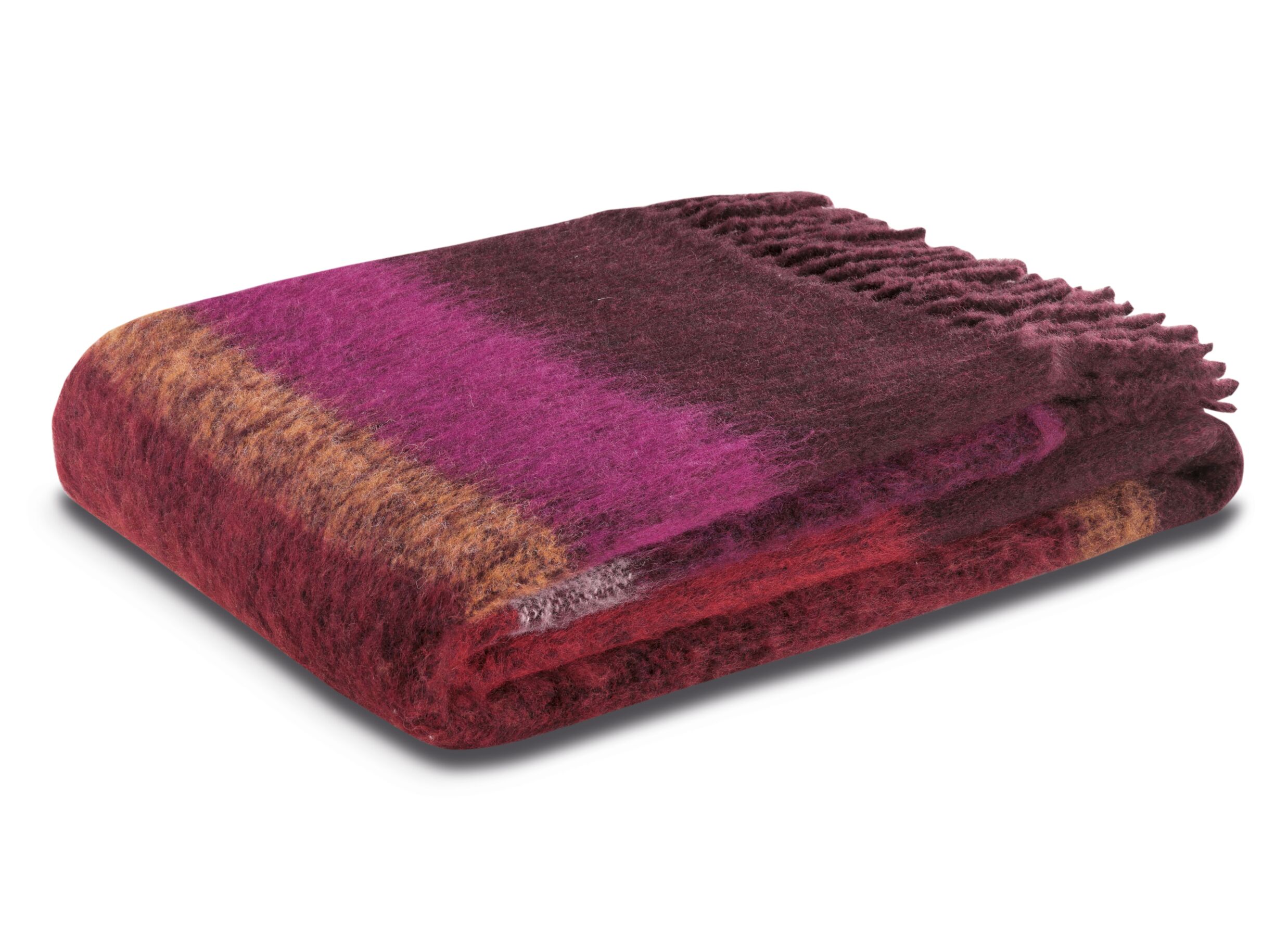 Aperçu - Plaid Mohair Look 130x190cm - polyester & laine - rose & rouge