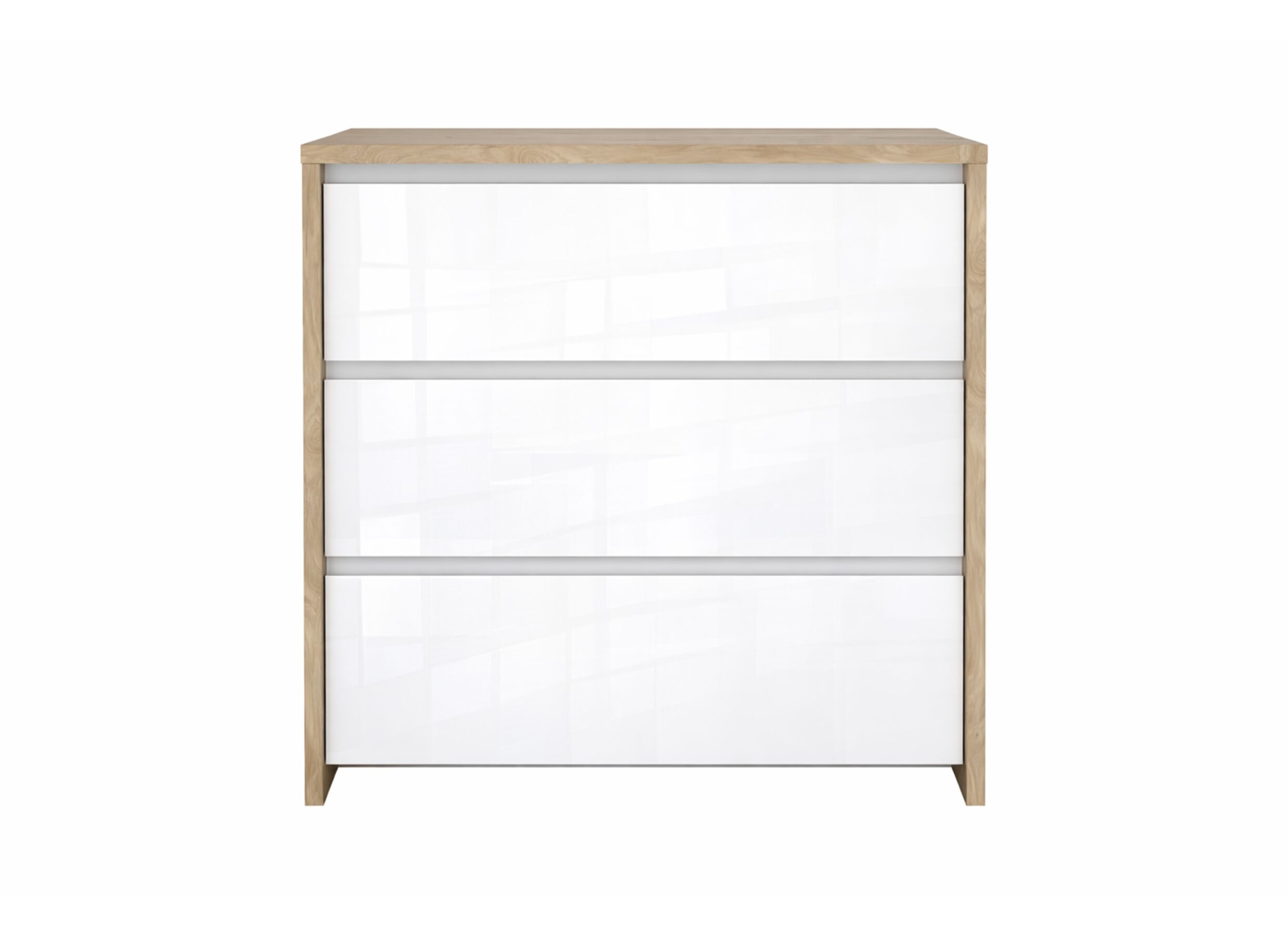 Overzichtsfoto - Ladekast Next 80x48x84cm - melamine - glanzend wit & jackson hickory