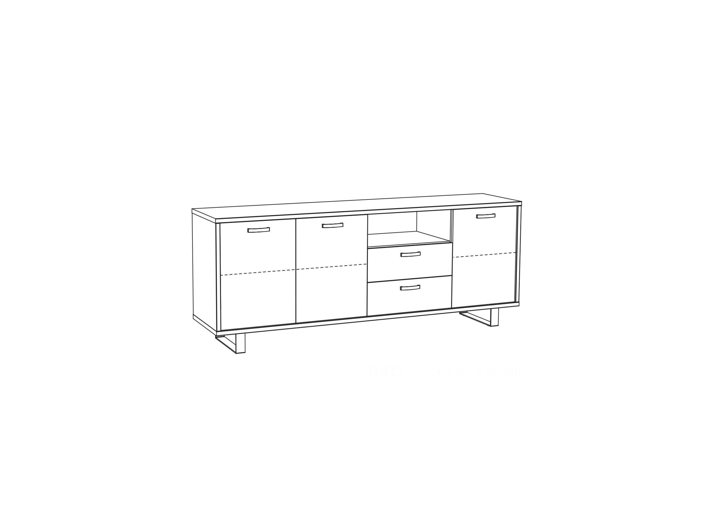 Buffet Como 1 220cm - melamine - golden oak