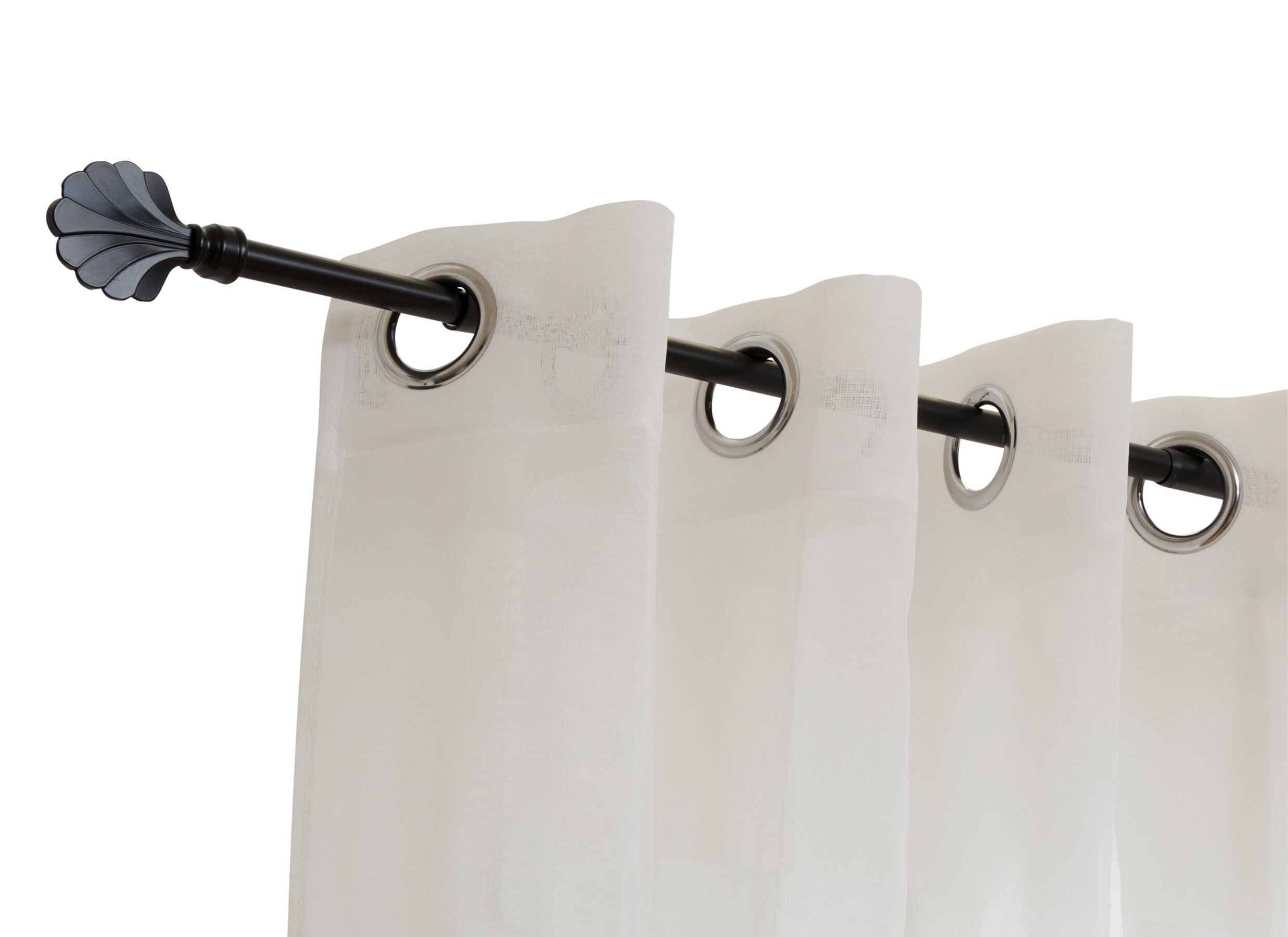 Detailfoto - Gordijnroede 120-210cm - staal - wit & zwart