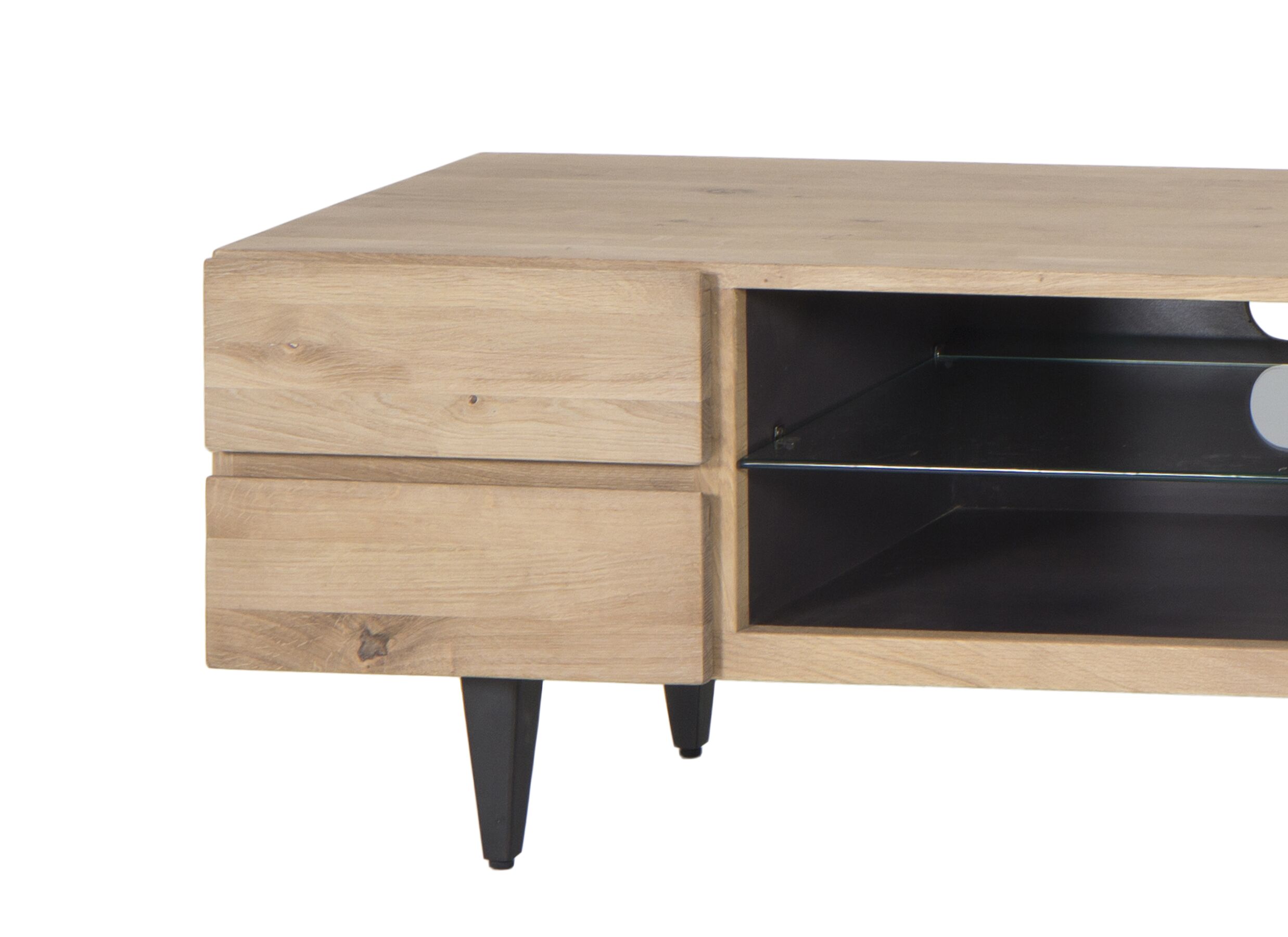 Meuble TV Palacio 150cm - chêne massif & décor - naturel