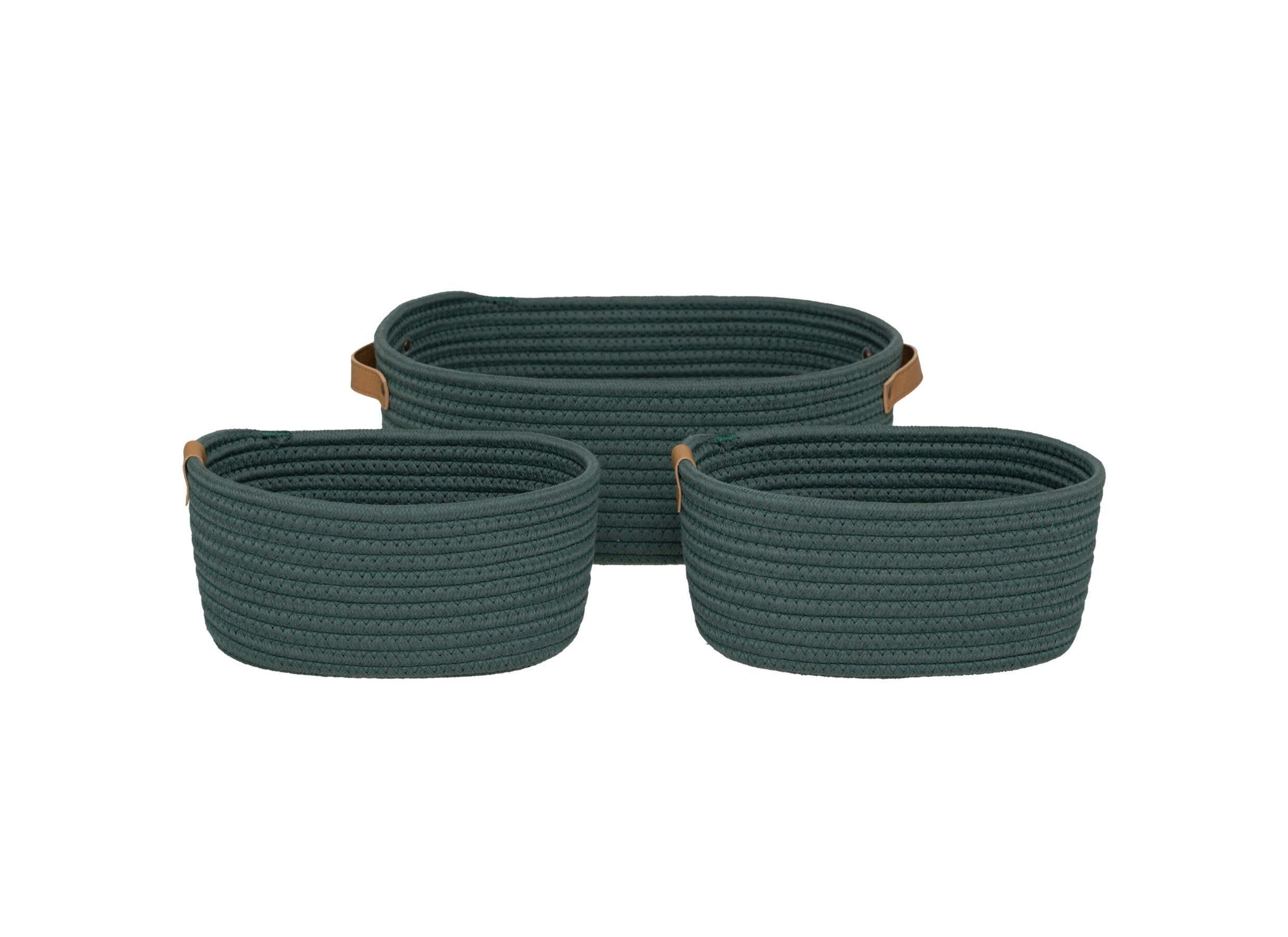 Overzichtsfoto - Opbergmand Duo 35x25xH12cm - polyester - ficus set van 3