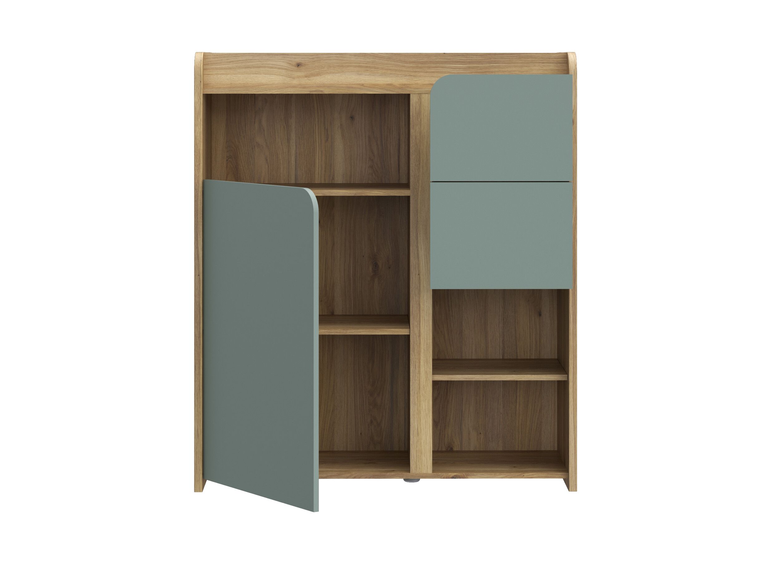 Disposition - Commode Hoa 105x41x120cm - décor - chêne mauvella & vert