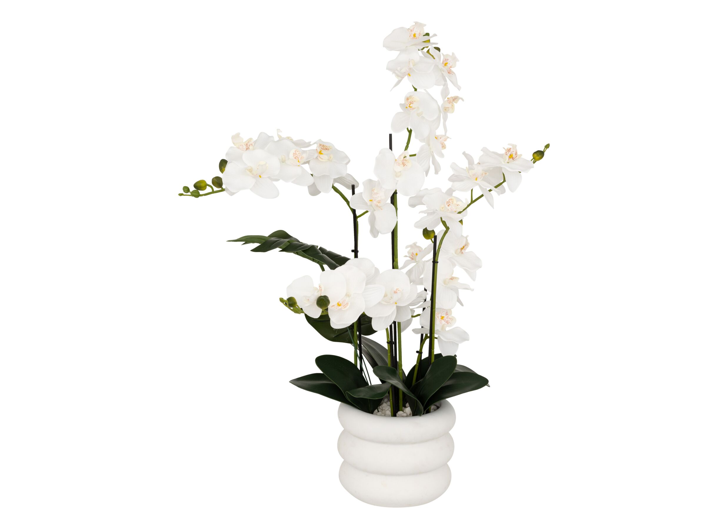 Hoofdfoto - Kunstplant Orchidee H60cm - kunststof/keramiek - wit