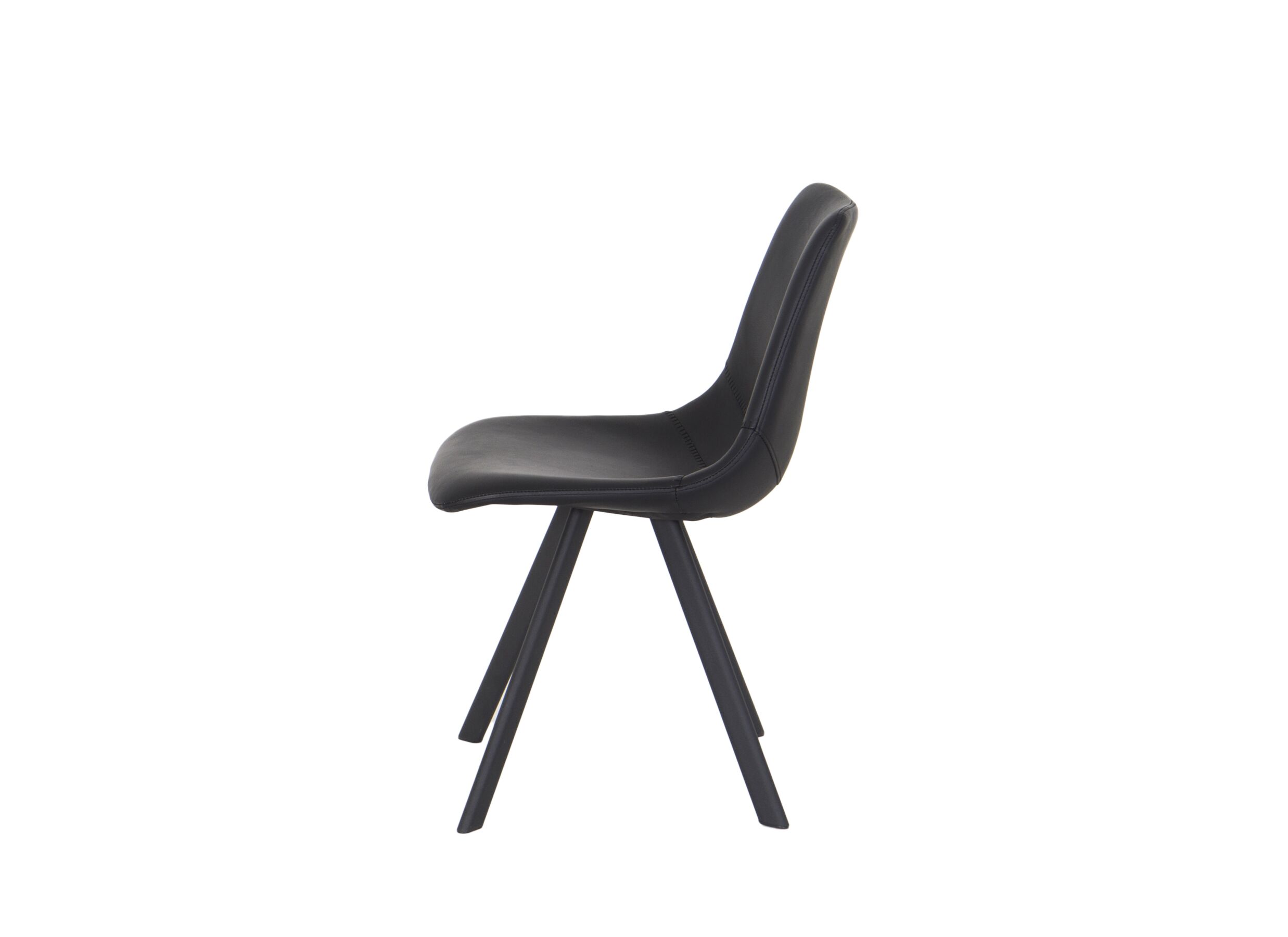 Chaise coque Pokerface 47x57x83cm - cuir de vachette - noir