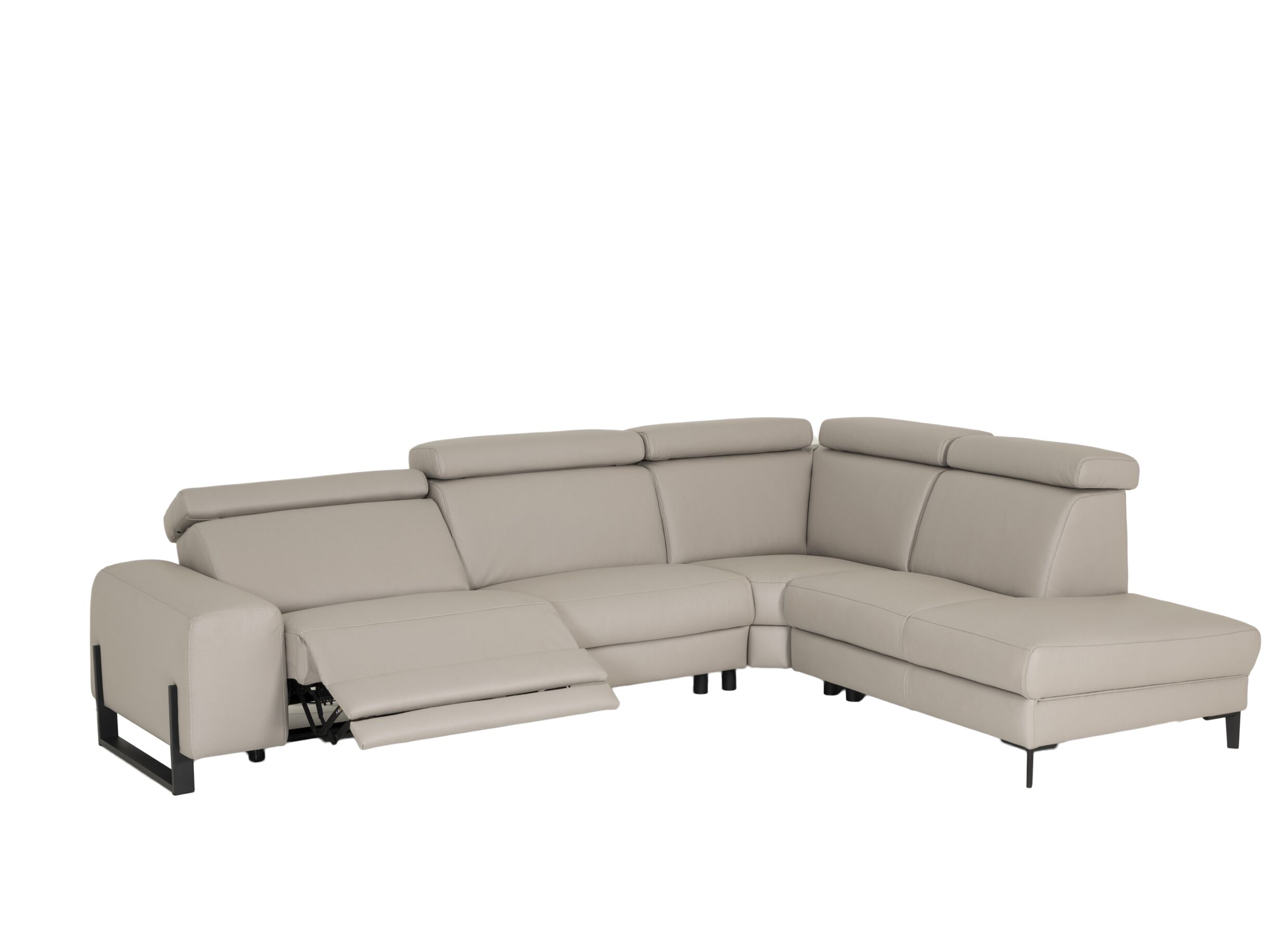 Aperçu - Canapé d'angle Durham 304x230cm - tissu - gris clair avec relax