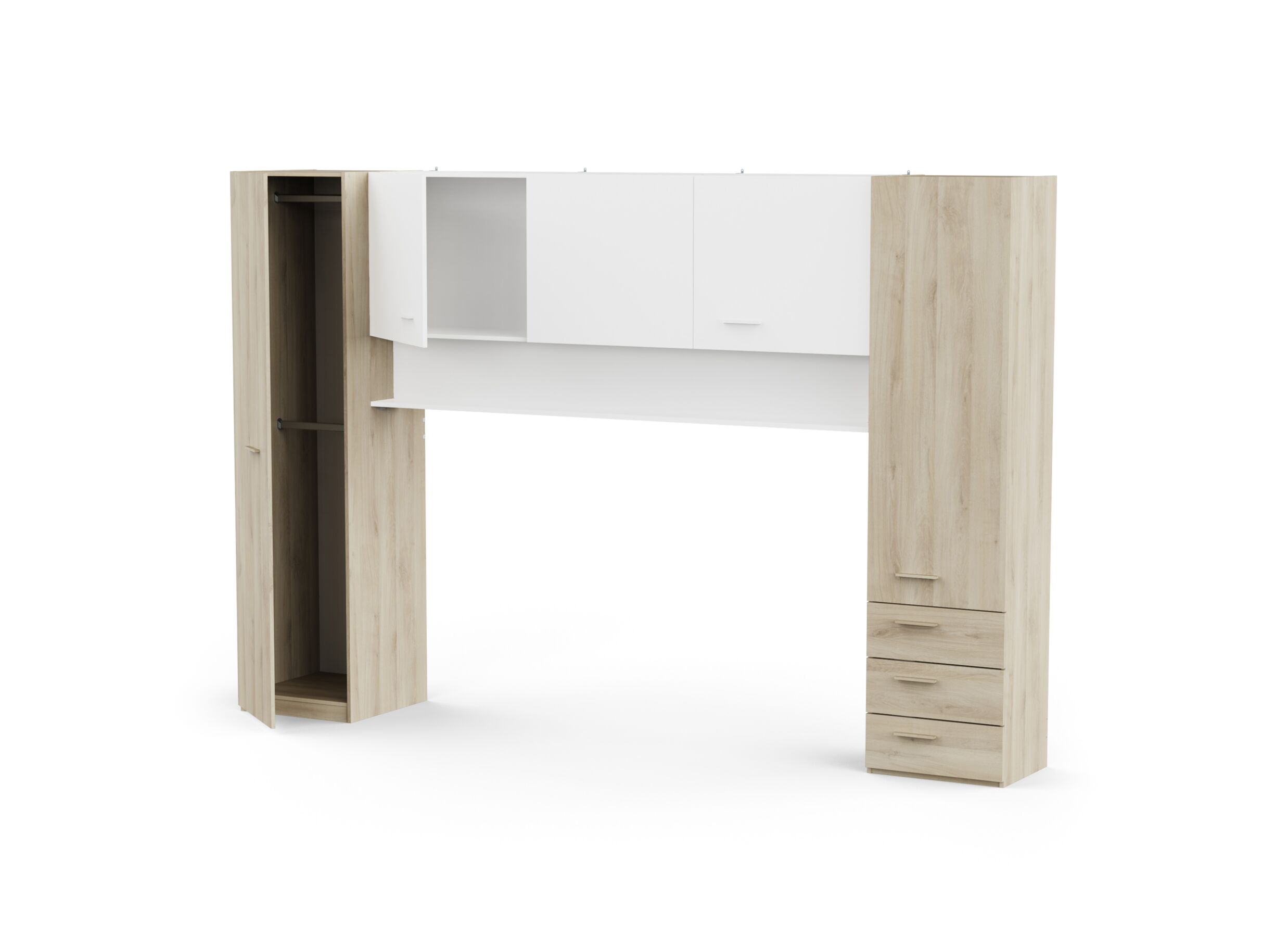 Indeling - Hoofdbord Tidy 304x54x203 - decor - kronberg eik & wit