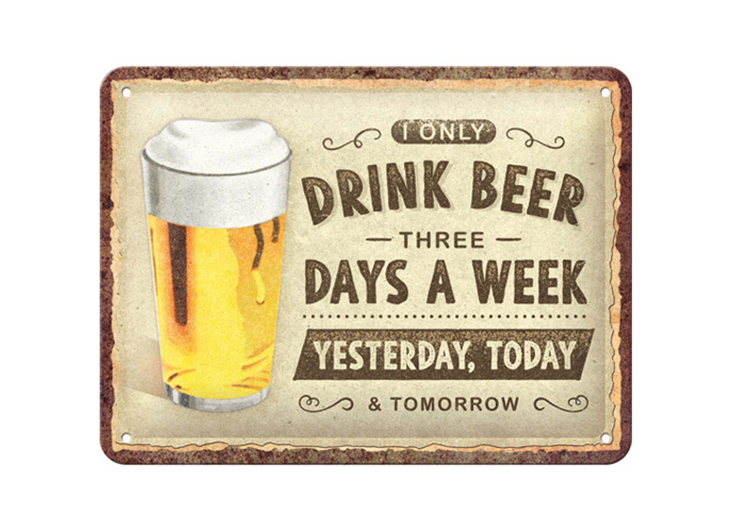 Plakkaat Drink Beer 15x20cm - metaal - meerkleurig - Plakkaat Drink Beer 15x20cm - metaal - meerkleurig