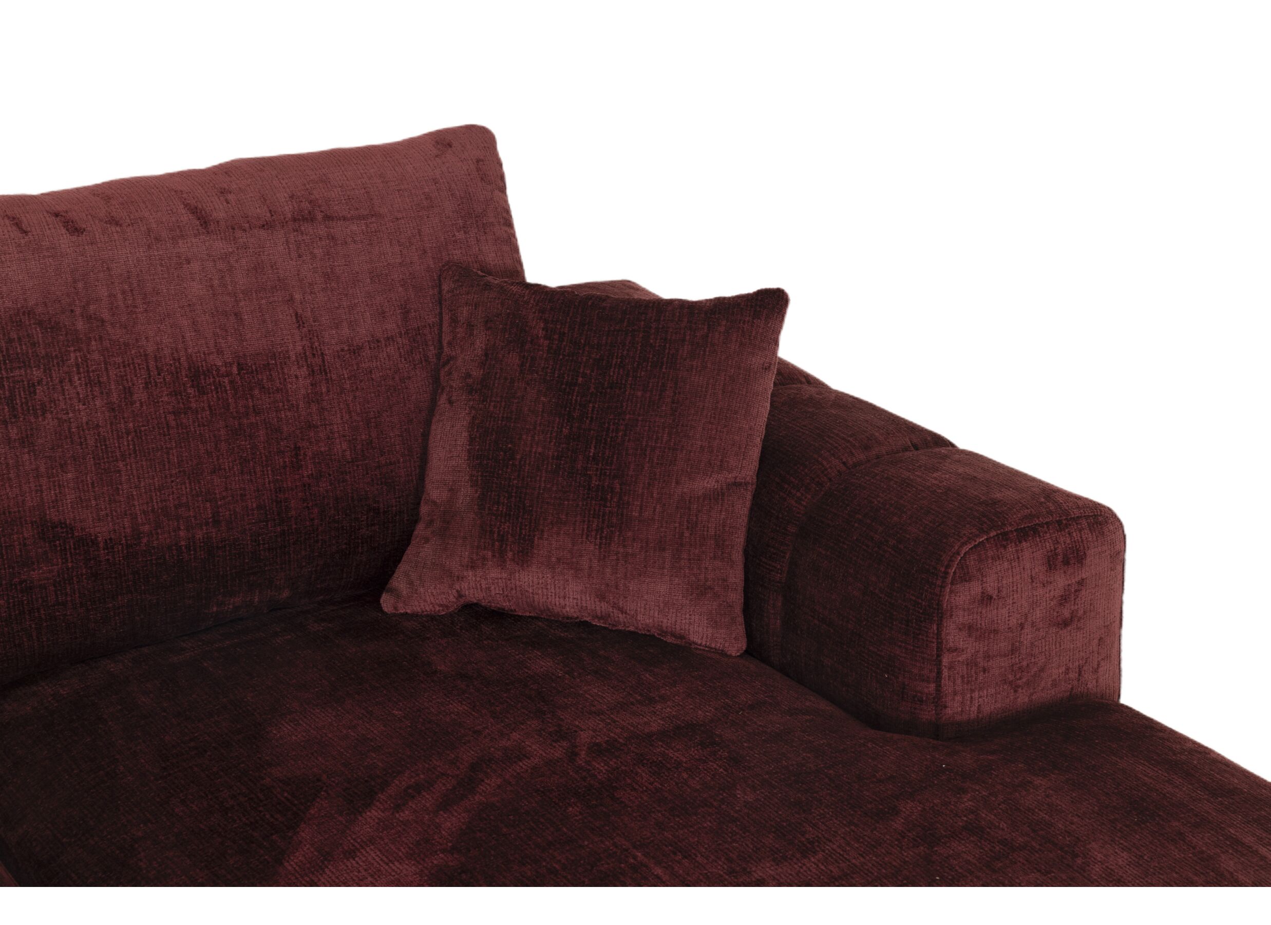 Detail - Canapé d'angle Musigny 315x165cm - chenille - bordeaux