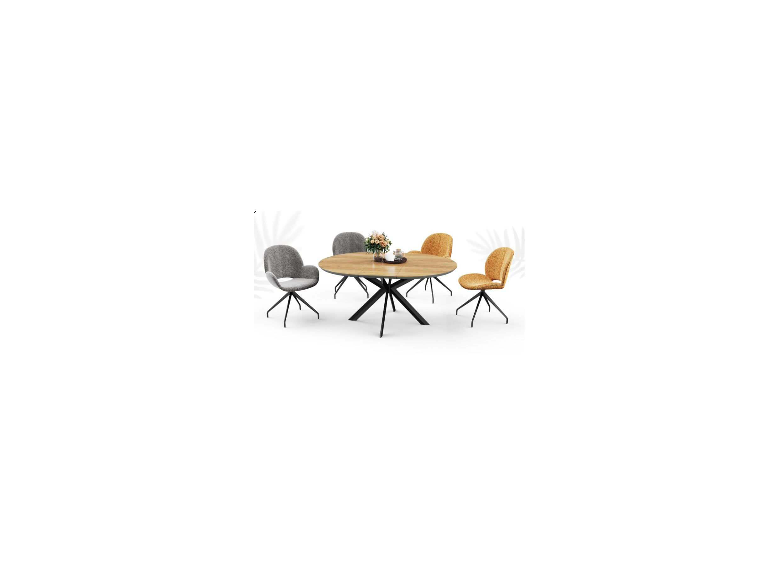 Foto ambiance - Table ronde Dillinger 120/160x120cm - melamine - brun