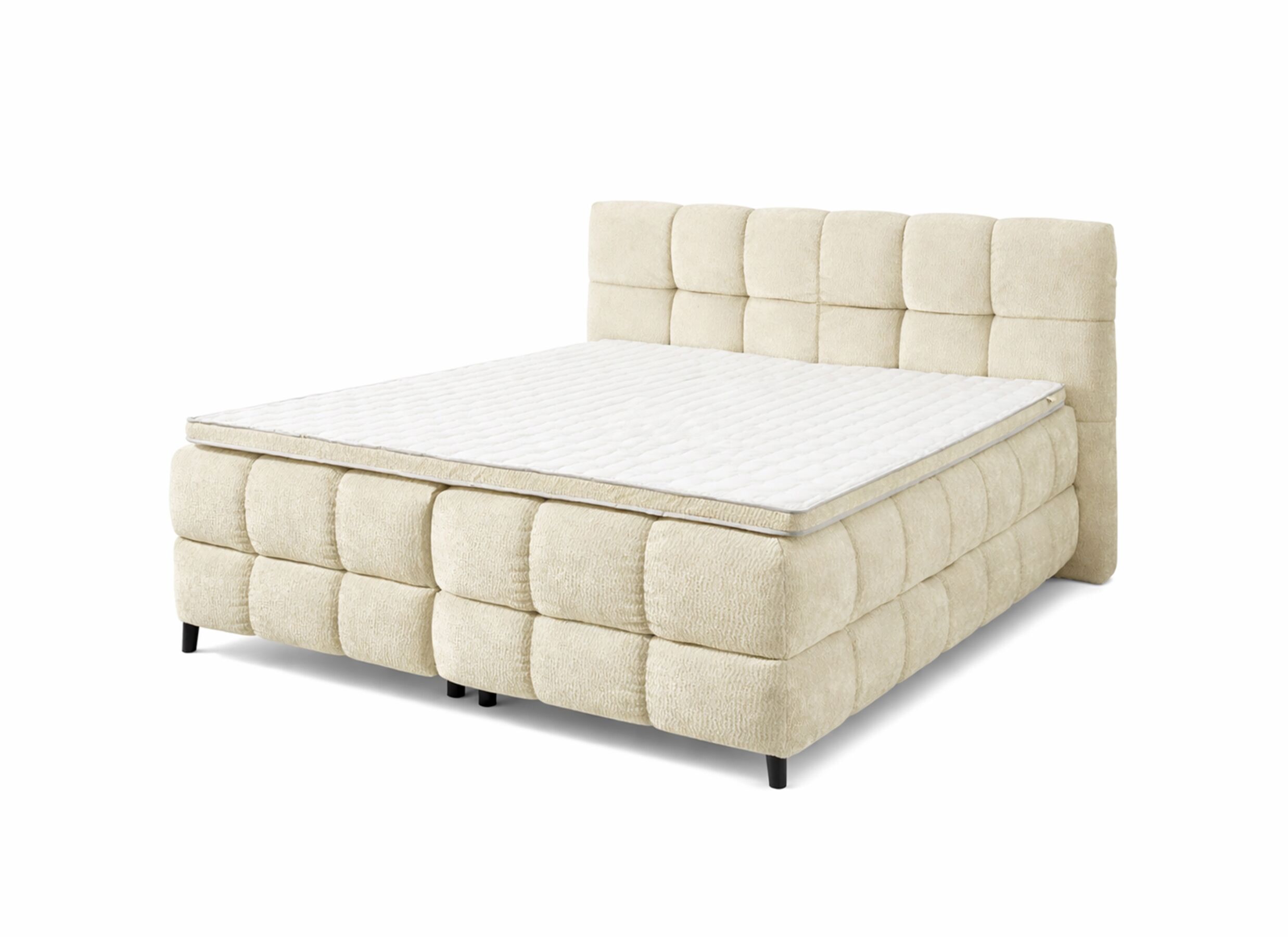 Bedbox Molly 180x200cm - stof - beige met opbergruimte - Lit box Molly 180x200cm - tissu - beige avec rangement
