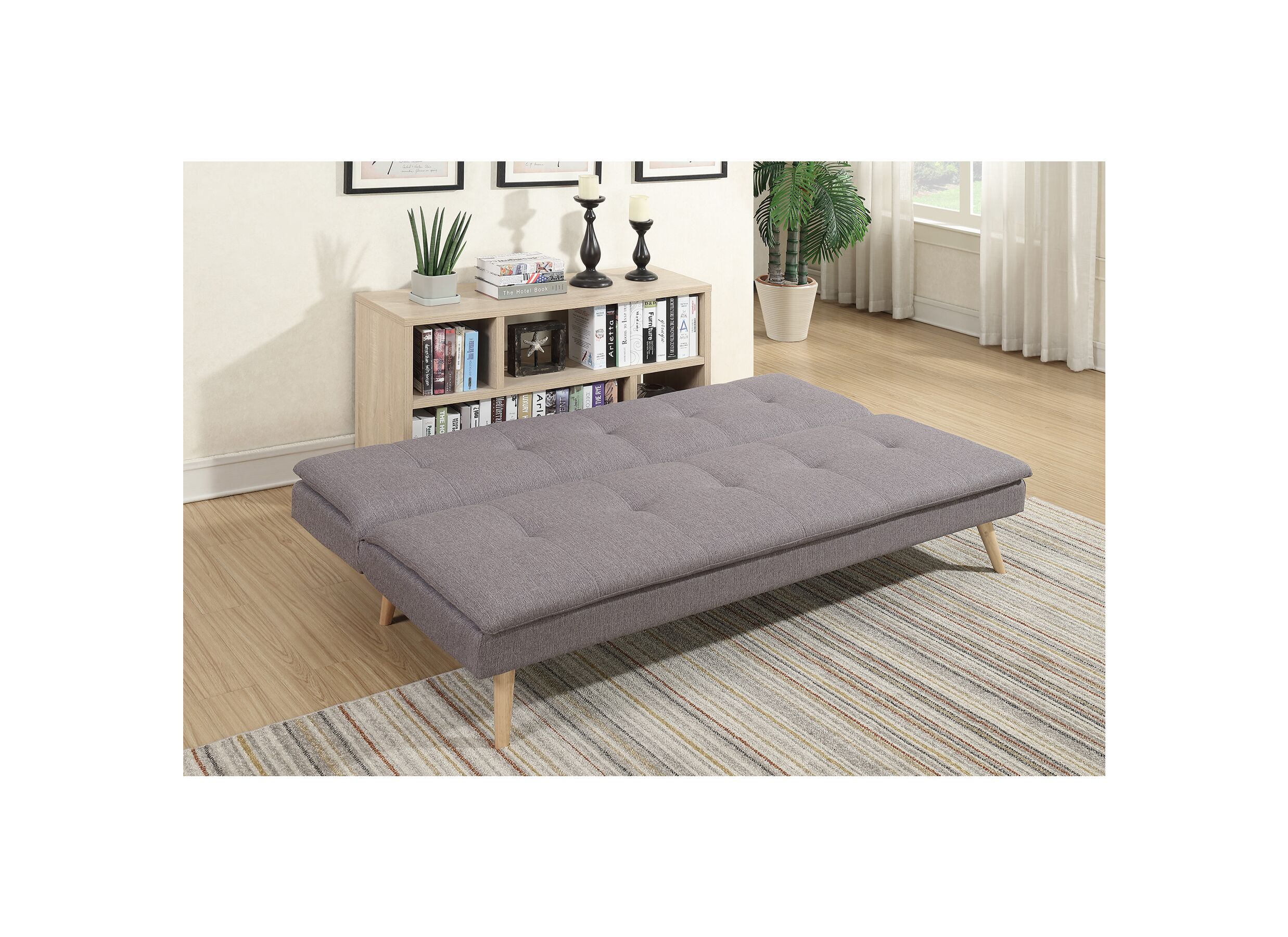 Foto ambiance - Canapé-lit Fjord 1 personne - 183x86cm - tissu - gris