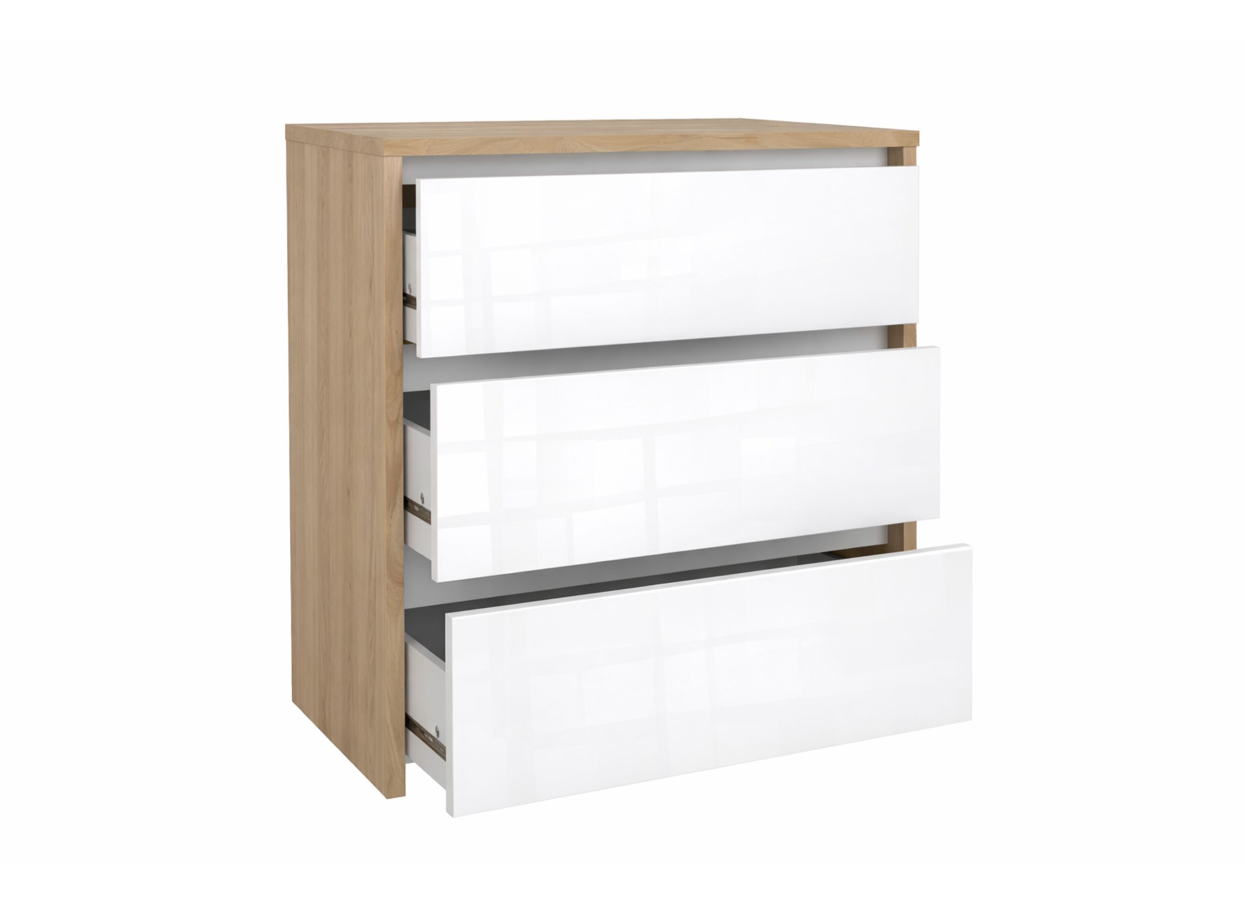 Indeling - Ladekast Next 80x48x84cm - melamine - glanzend wit & jackson hickory