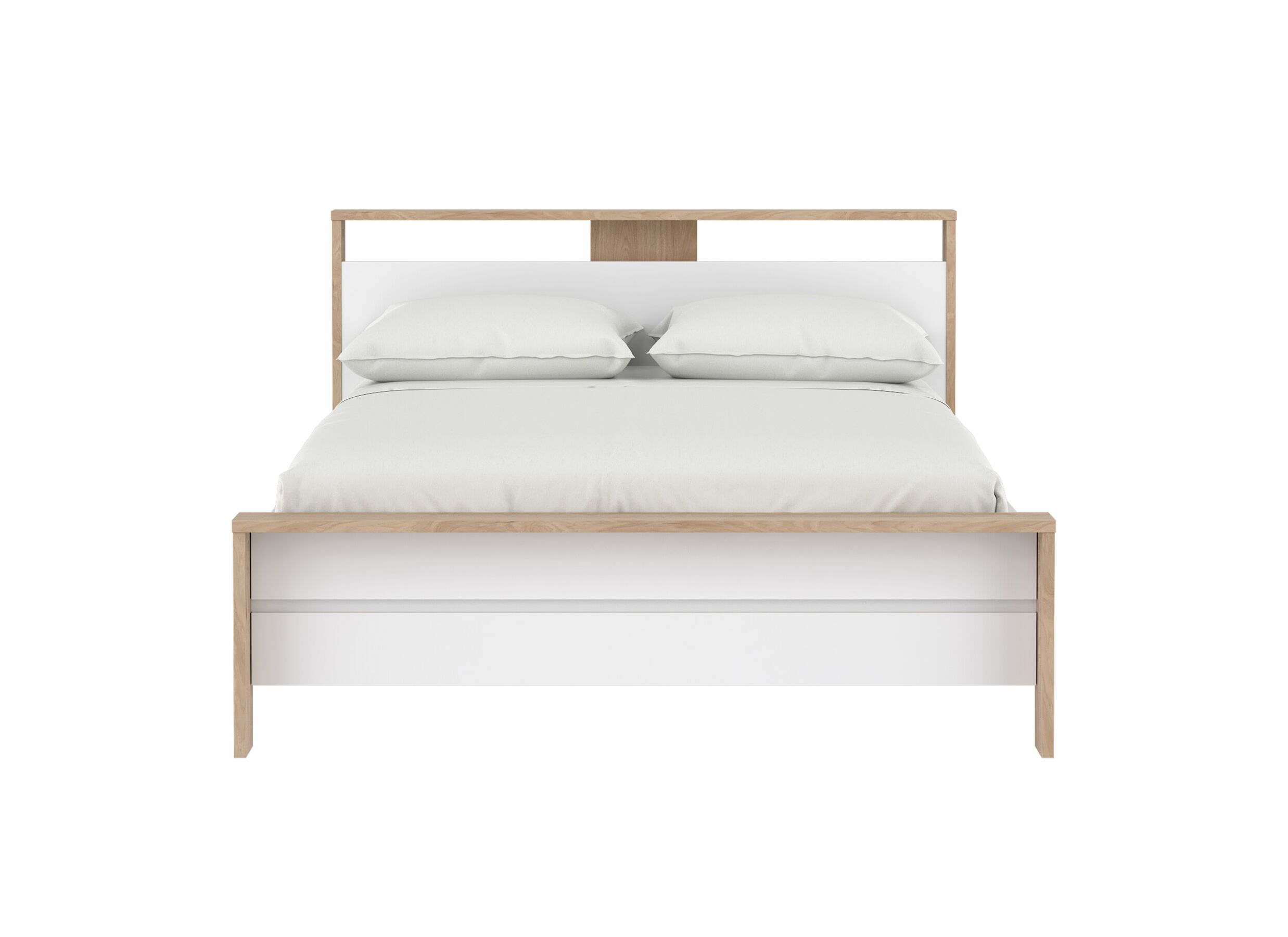 Overzichtsfoto - Bed Next 140x200cm - melamine - glanzend wit & jackson hickory