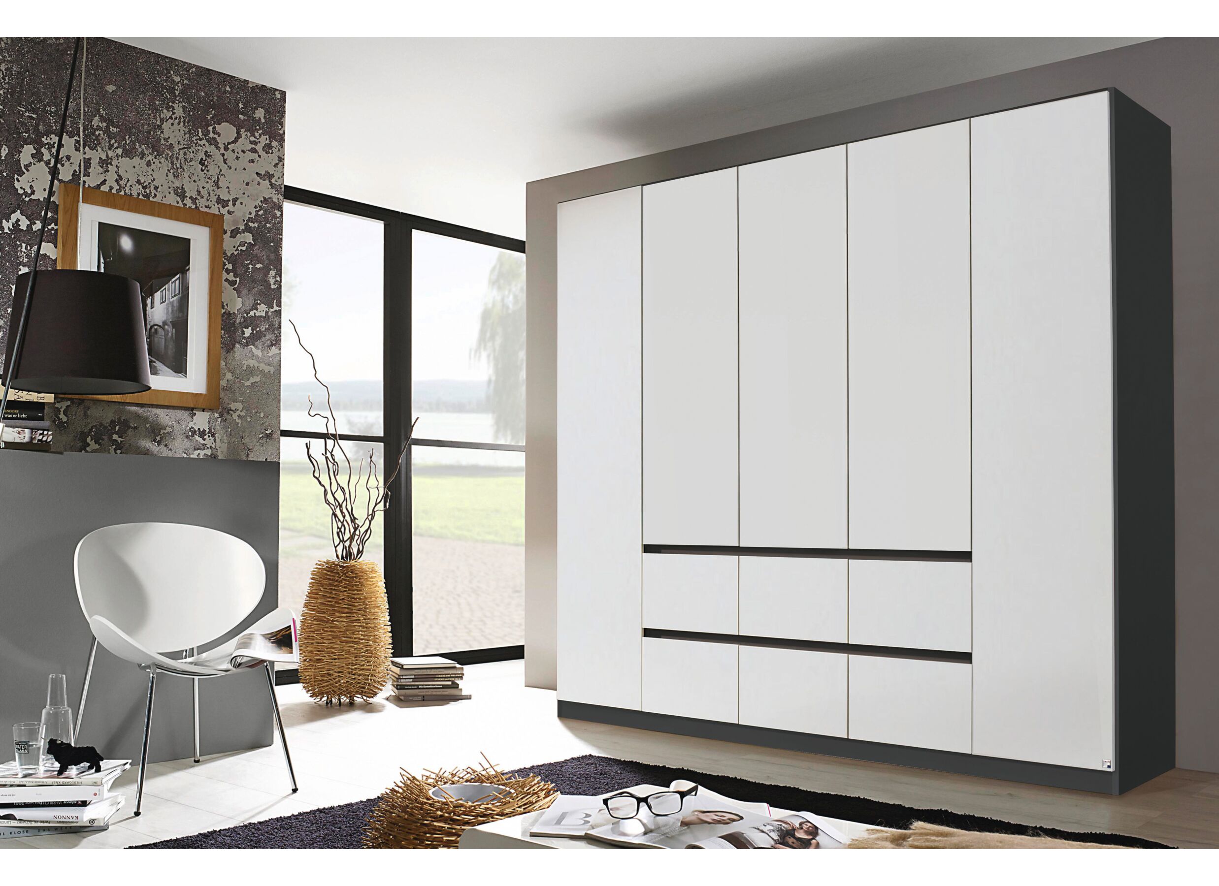 Garde-robe 226cm - décor - blanc alpin/gris