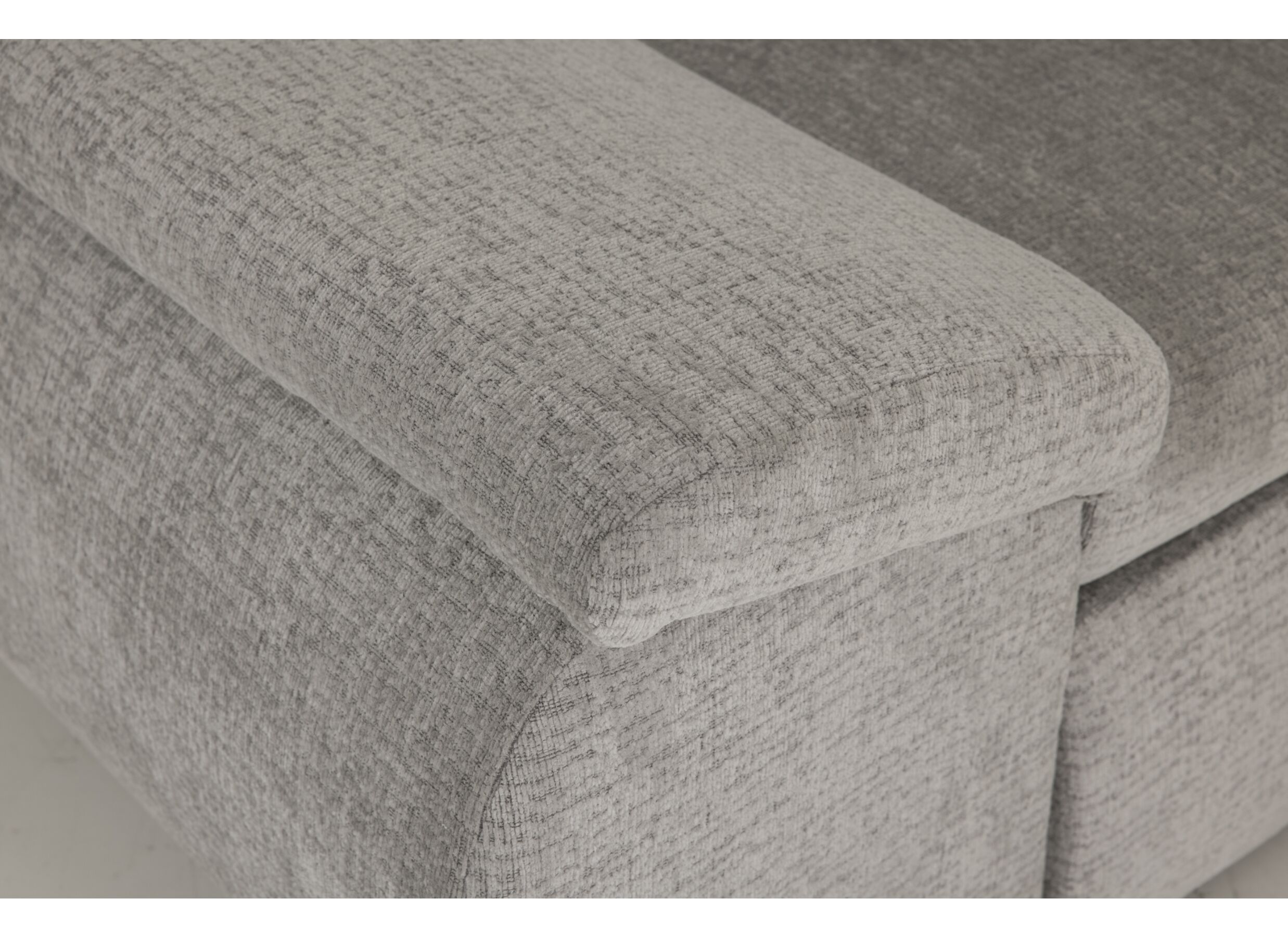Detail - Canapé d'angle Caro 272x197cm - tissu - gris avec fonction lit et rangement