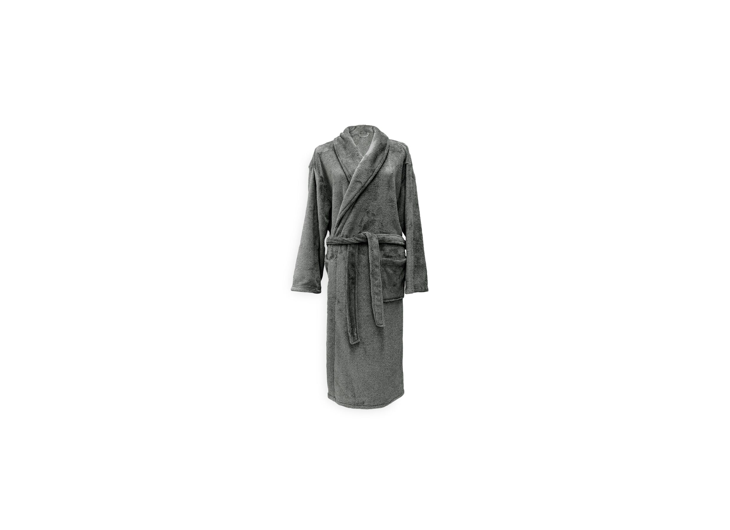 Badjas XL flanel dark grey
