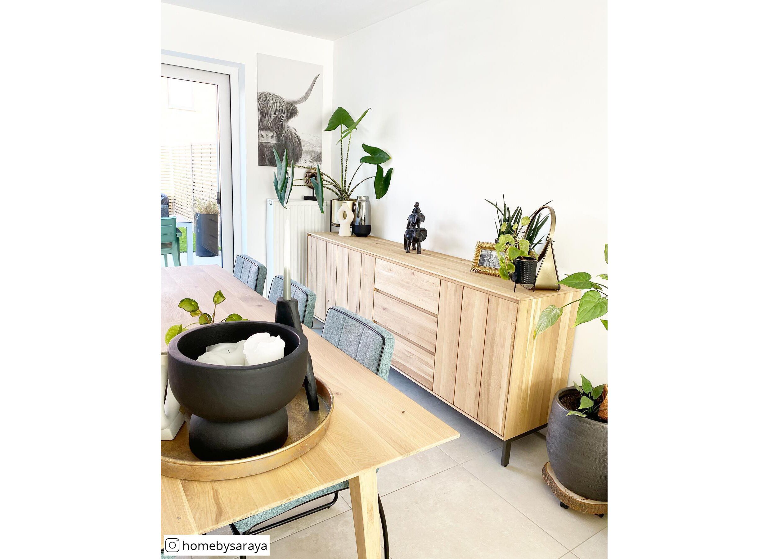 Dressoir Polar 250cm - eik massief & decor- naturel