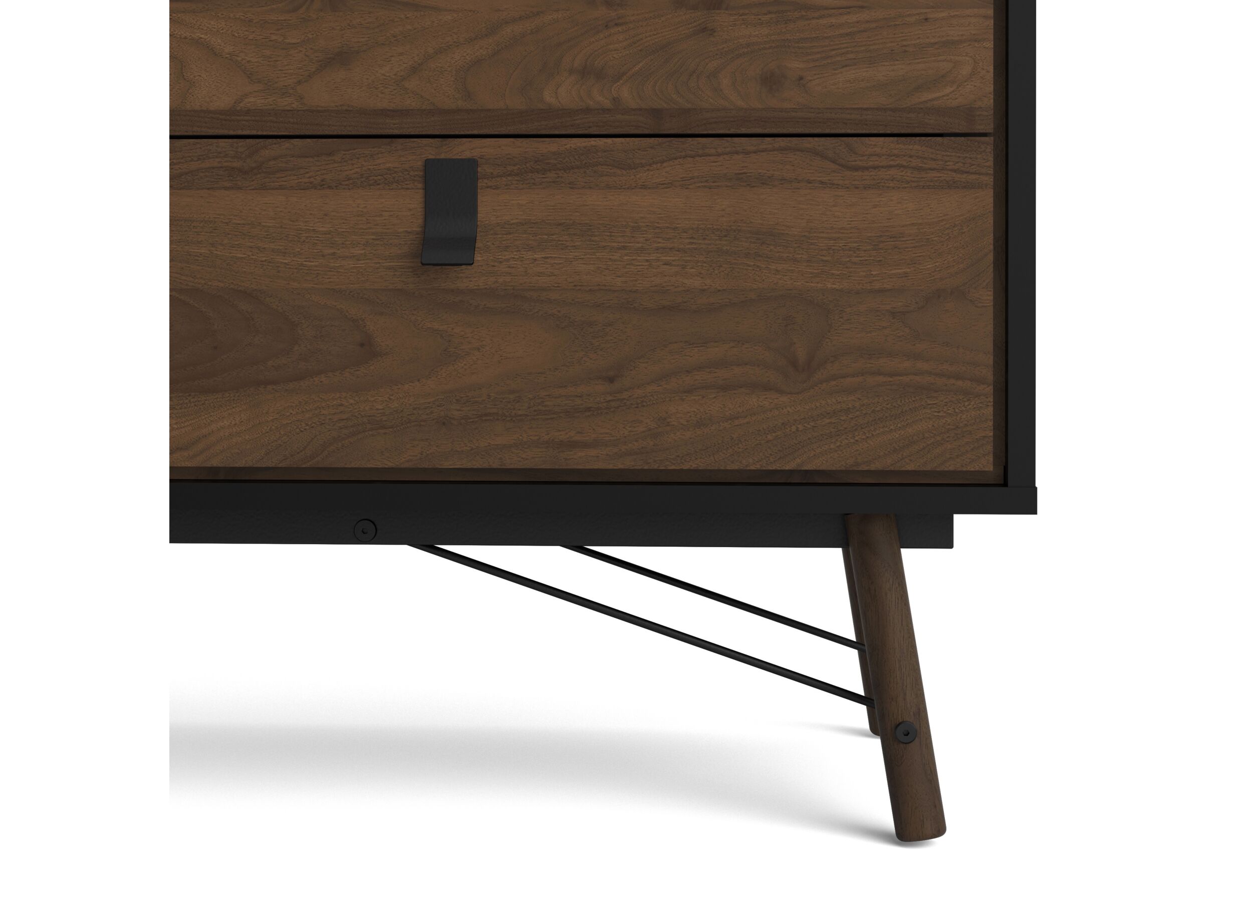 Ladekast Ry 151x41x95cm - decor - mat zwart/okkernoot