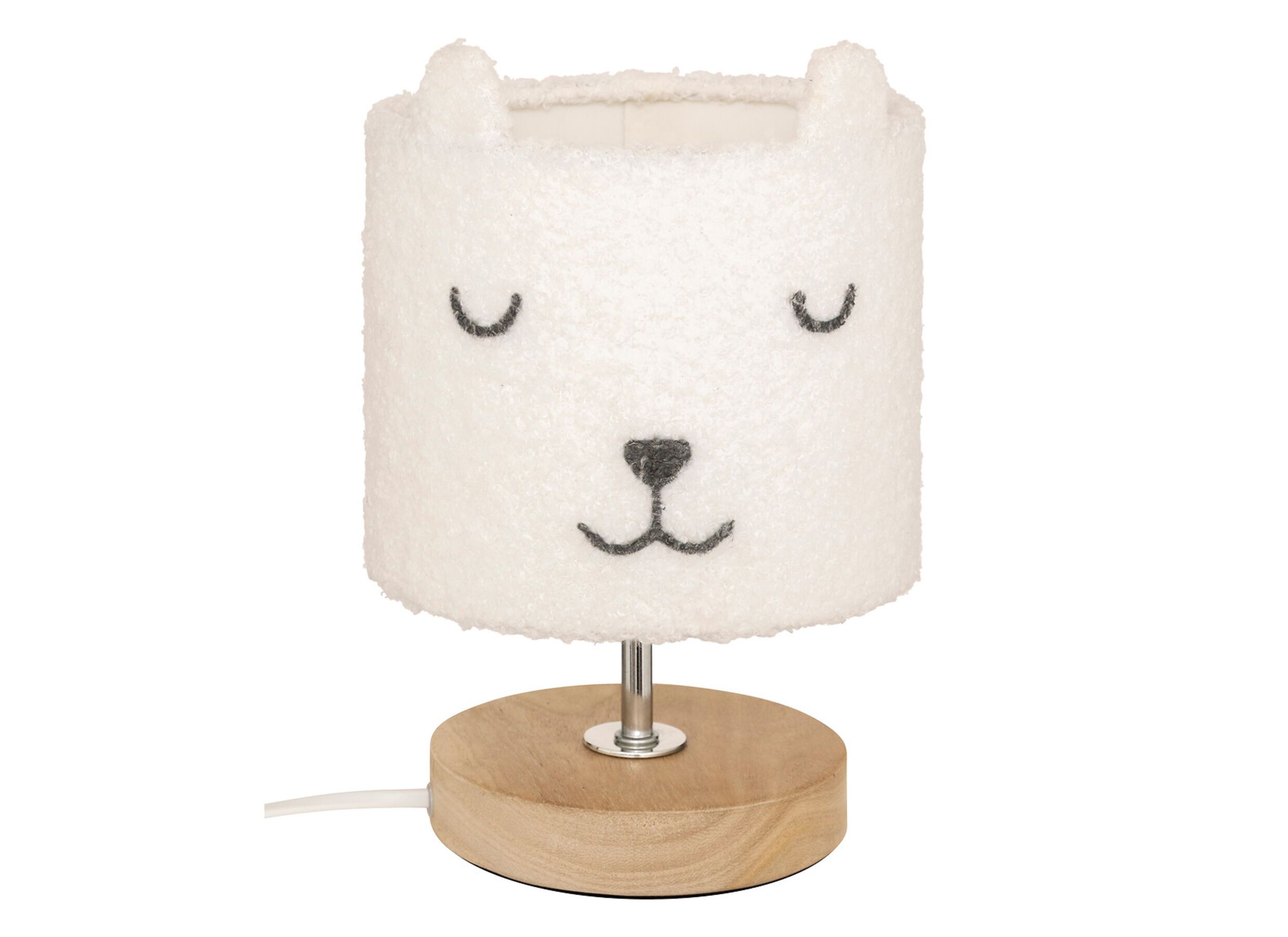 Tafellamp Kids Toxey Ø15xH23cm - bouclé - wit - Tafellamp Kids Toxey Ø15xH23cm - bouclé - wit