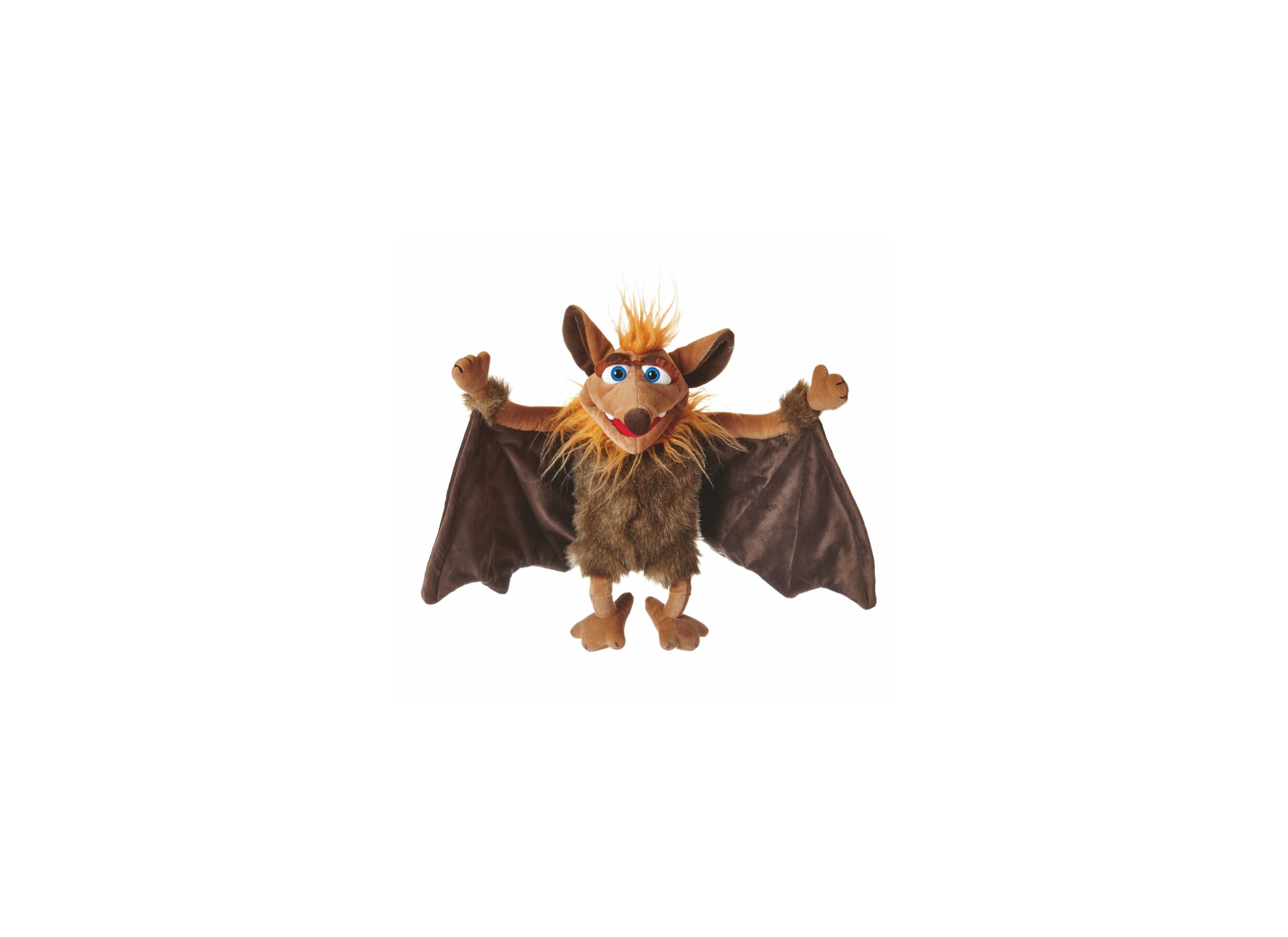 Handpop Tamika de vleermuis H60cm - polyester - bruin - Marionnette à main Tamika la chauve-souris H60cm - polyester - brun
