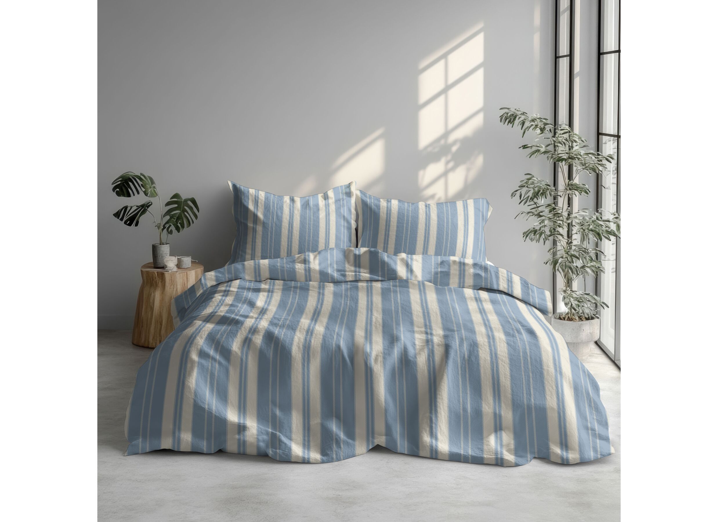 Sfeerfoto - Dekbedovertrek Nendaz 200x200/220cm - flanel - blauw