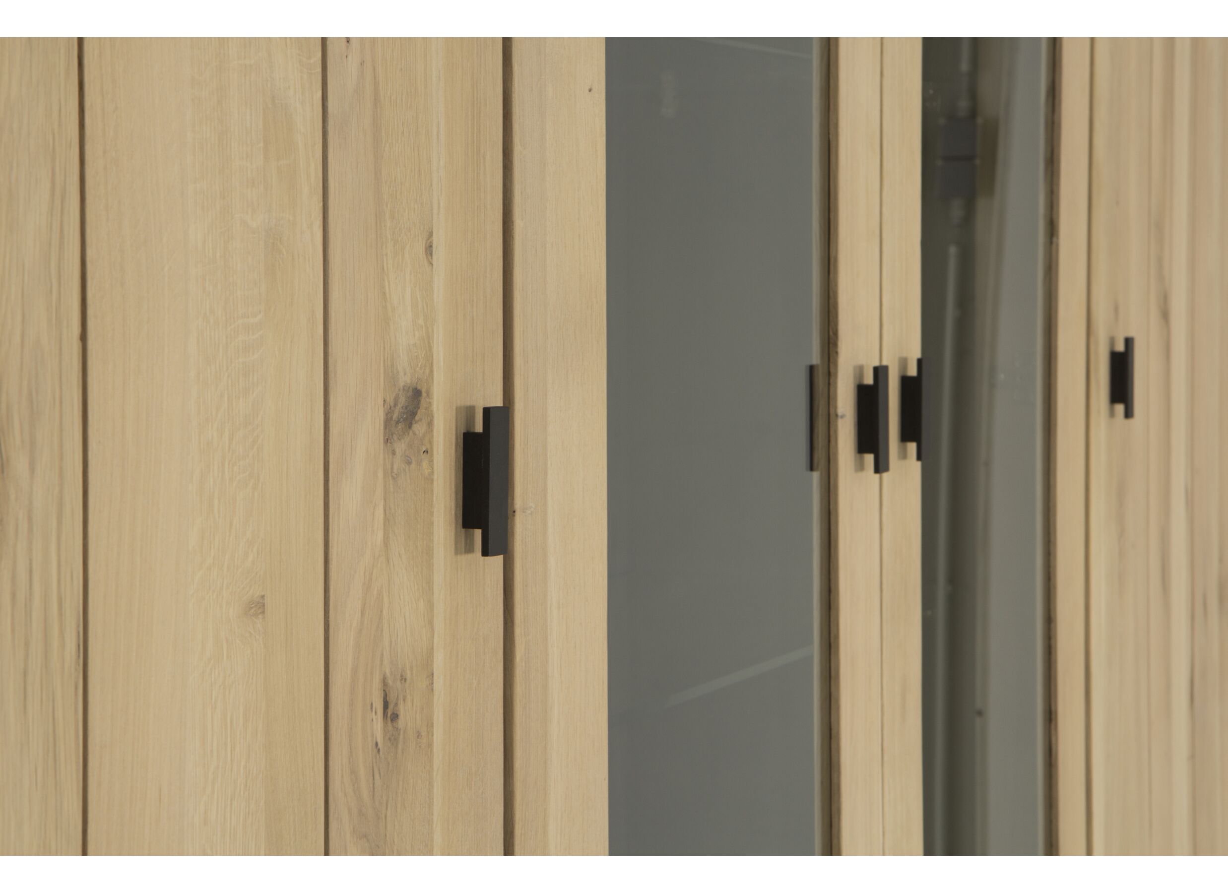 Meuble mural Grimaldi 230cm - chêne massif & décor - naturel