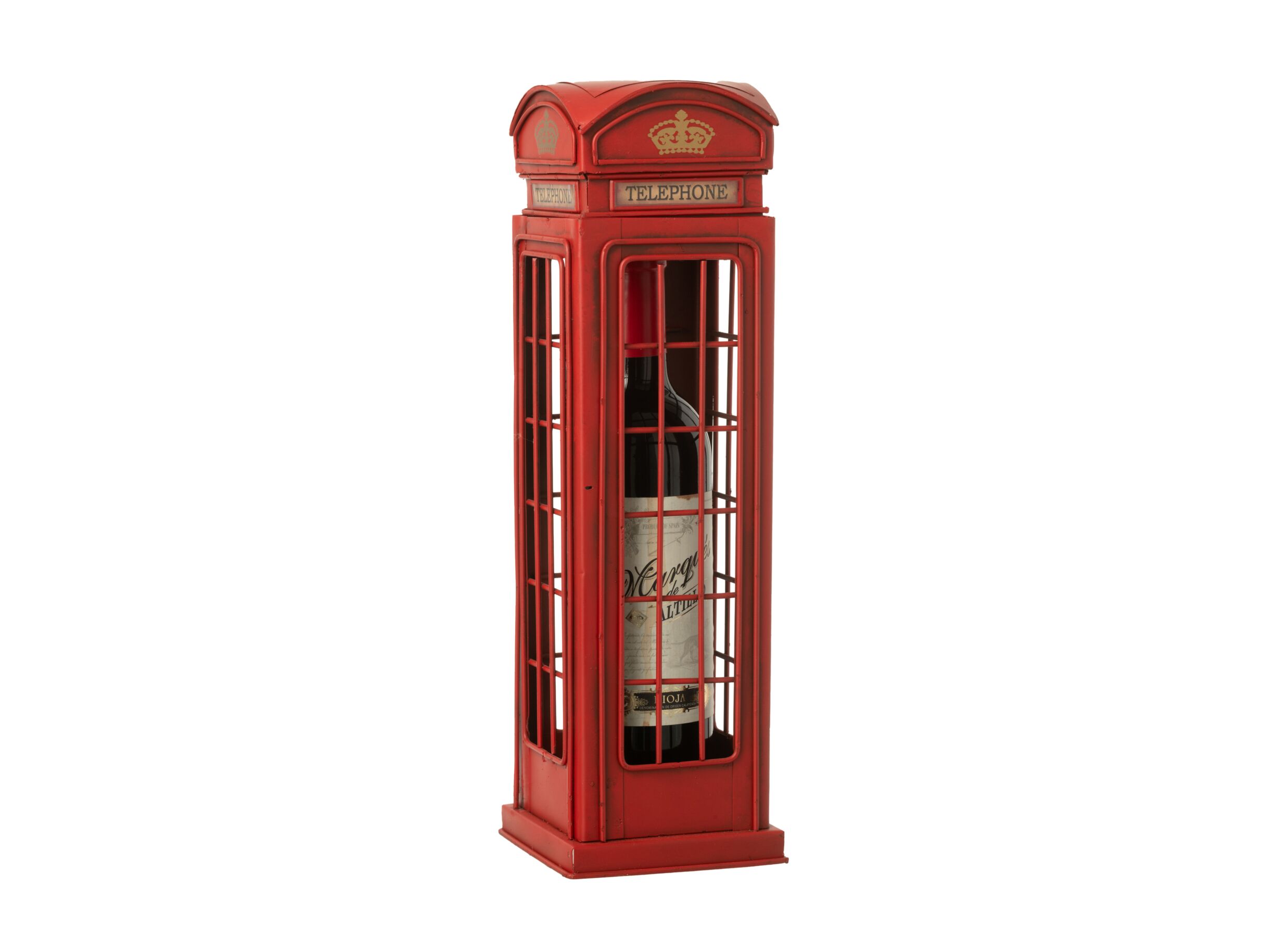 Overzichtsfoto - Telefooncel Antiek 38,5x11,5x11,5cm - metaal - rood