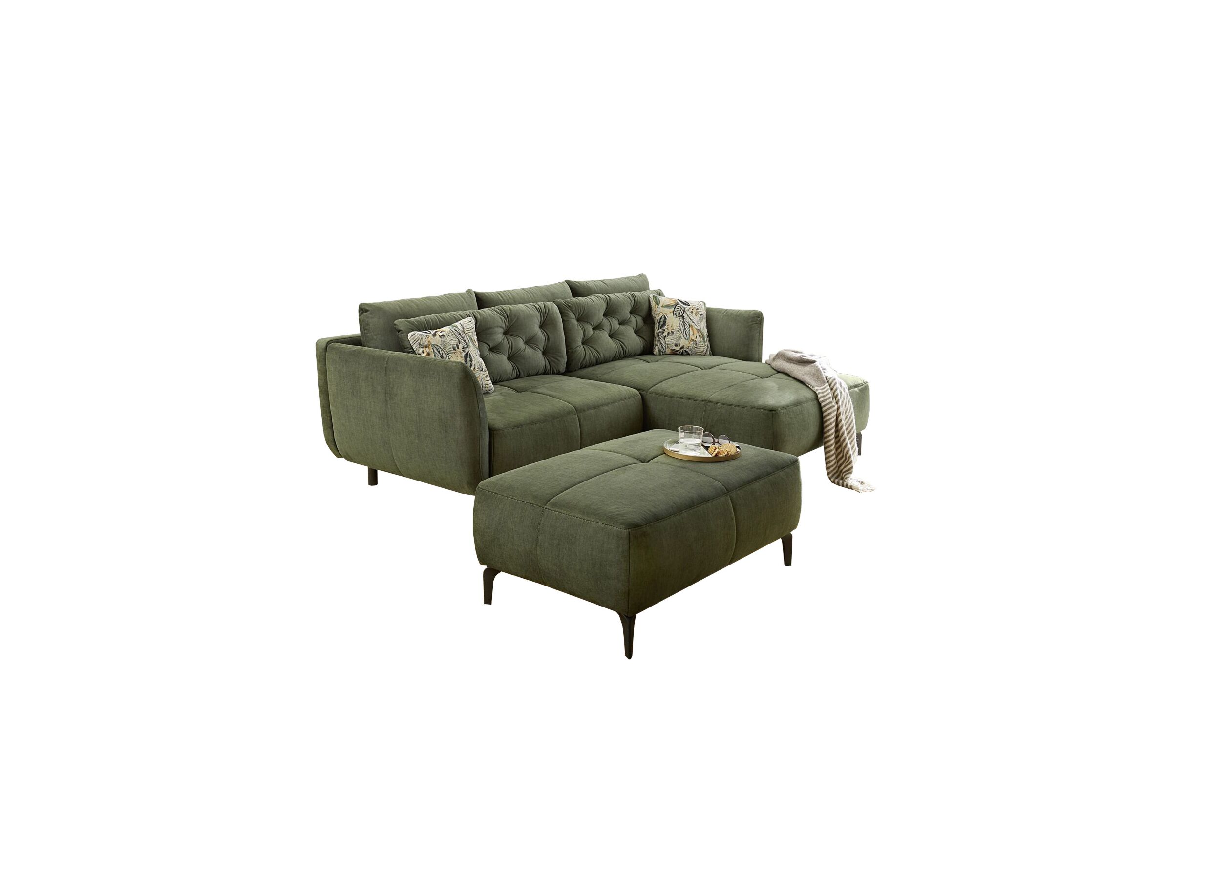 Canapé d'angle Saulo tissu green - Canapé d'angle Saulo 251x187cm - tissu - vert