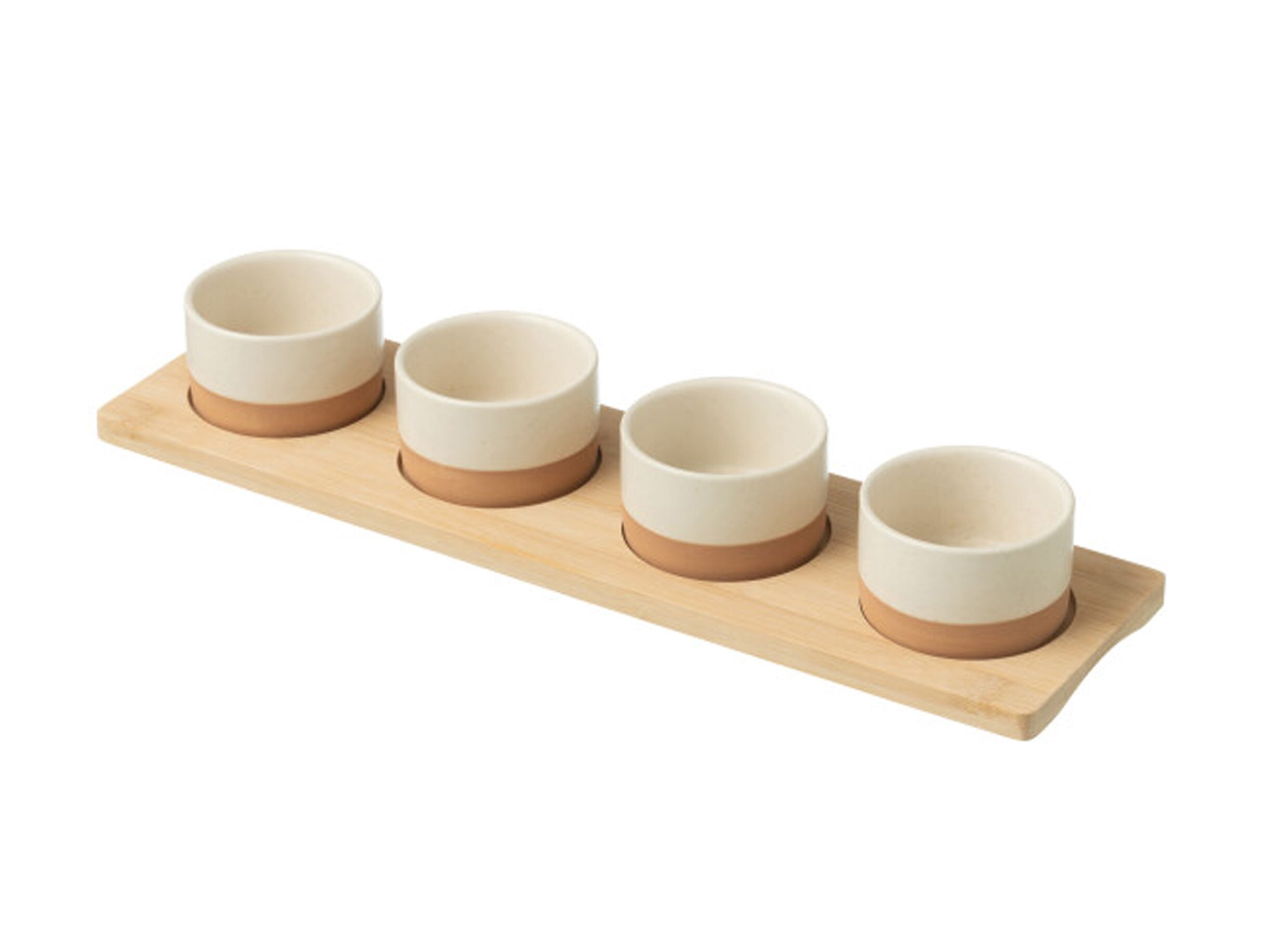 Aperçu - Set apéritif 35x9,5cm - bambou & céramique - blanc & naturel