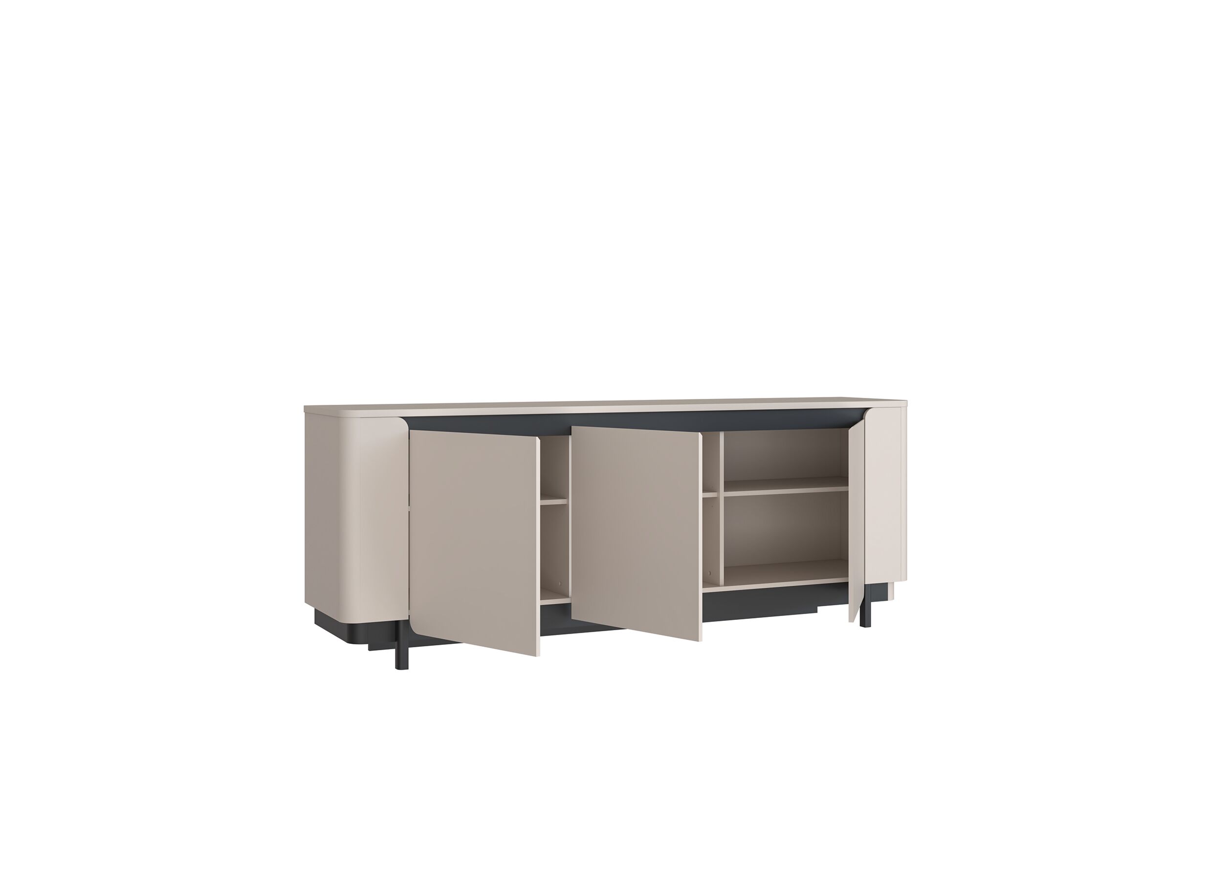 Buffet Vodol 205cm - panneau décor - sable/noir