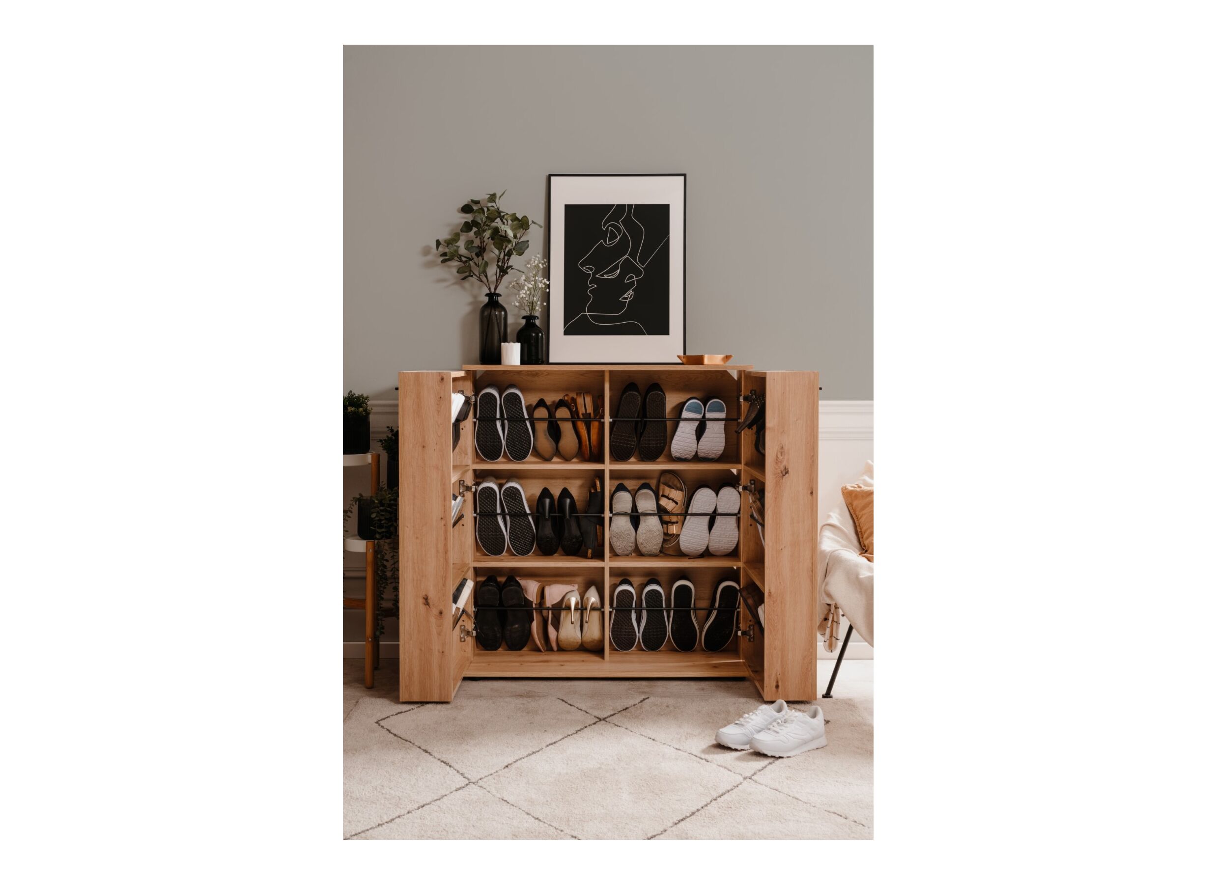 Schoenenkast Satos 100x34x110cm - melamine - artisanale eik
