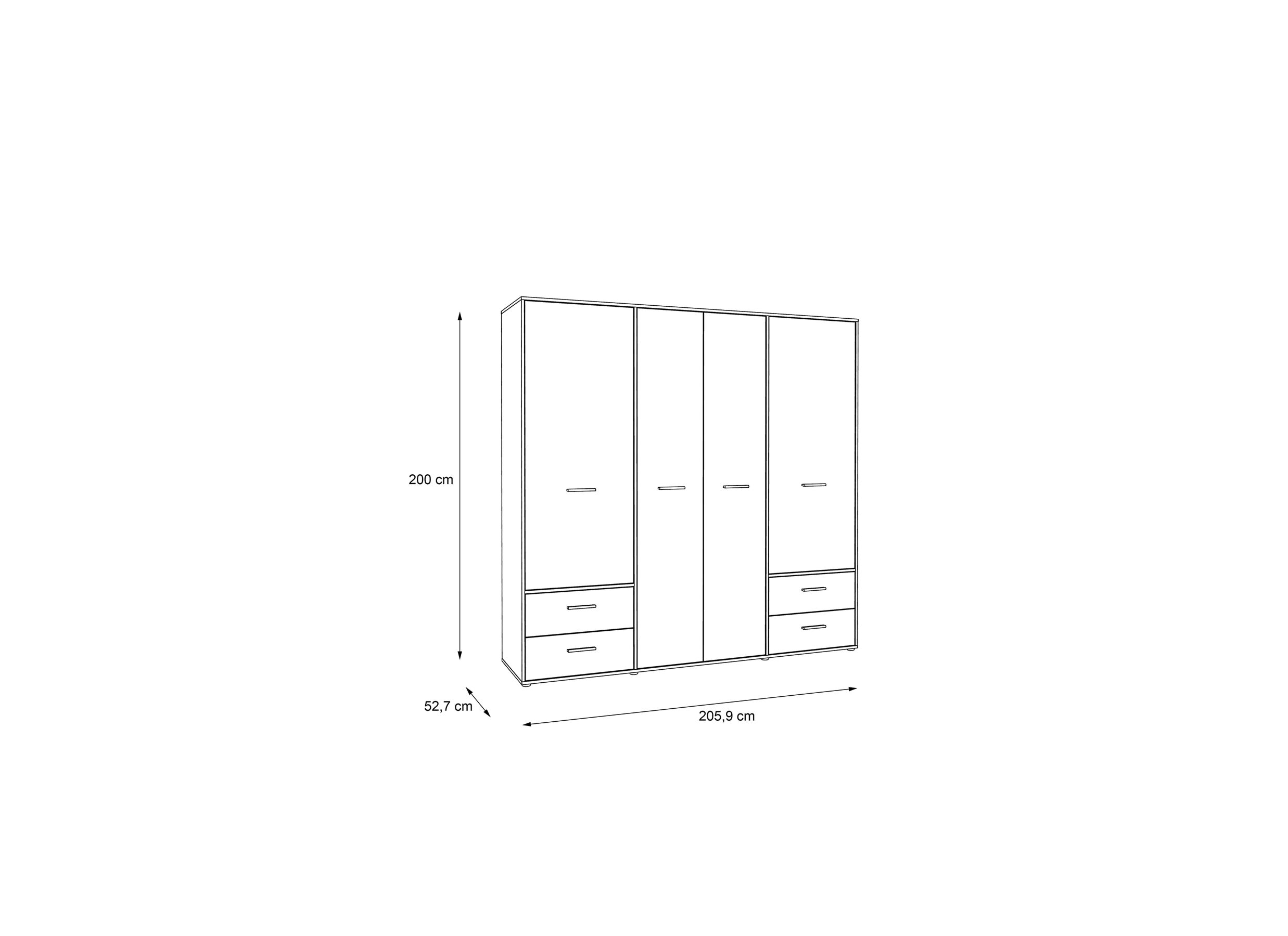 Kleerkast Mokkaro 206cm - decor- wit/sonoma eik