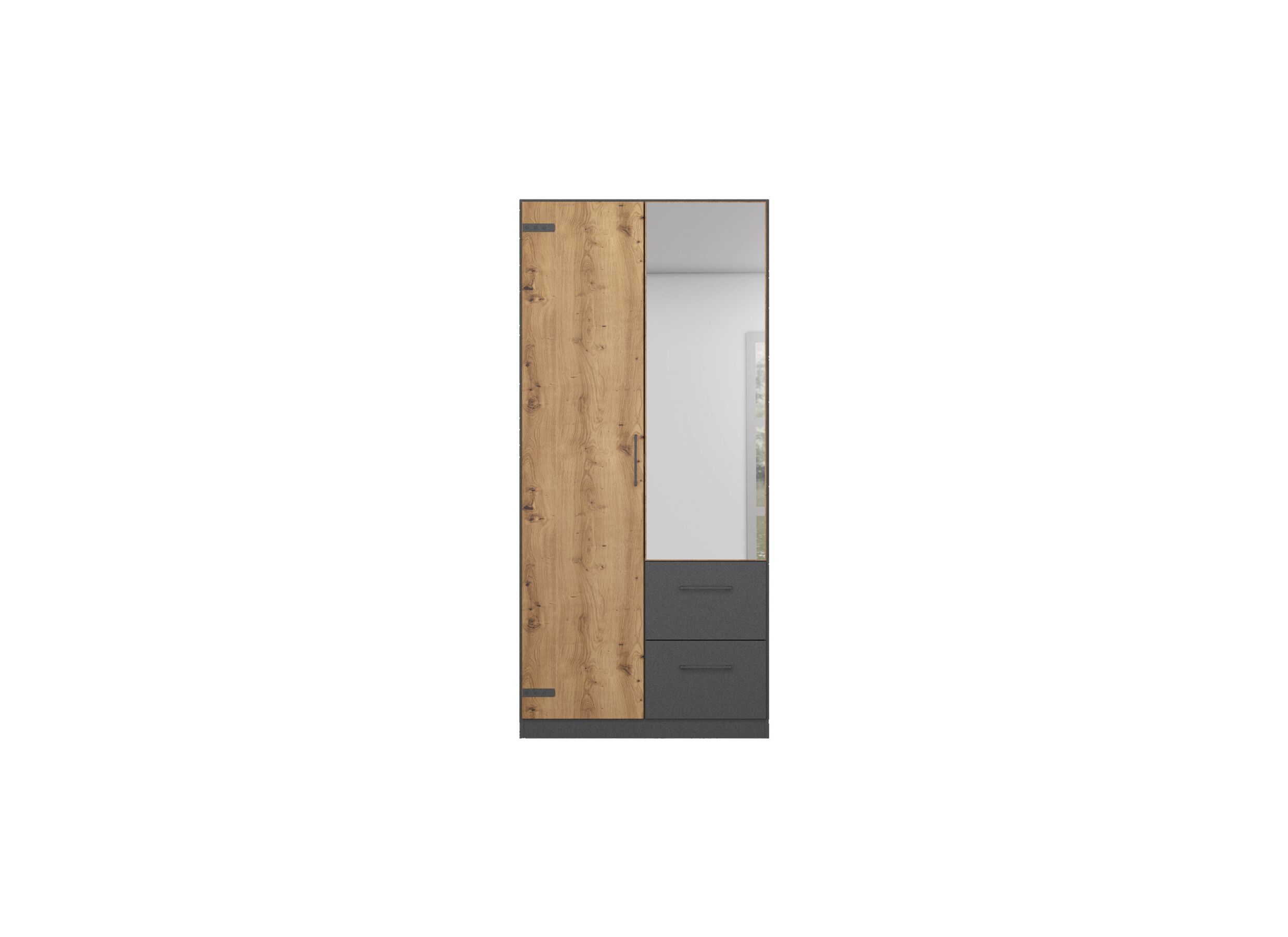 Garde-robe Butte 91cm - décor - chêne artisanal/gris