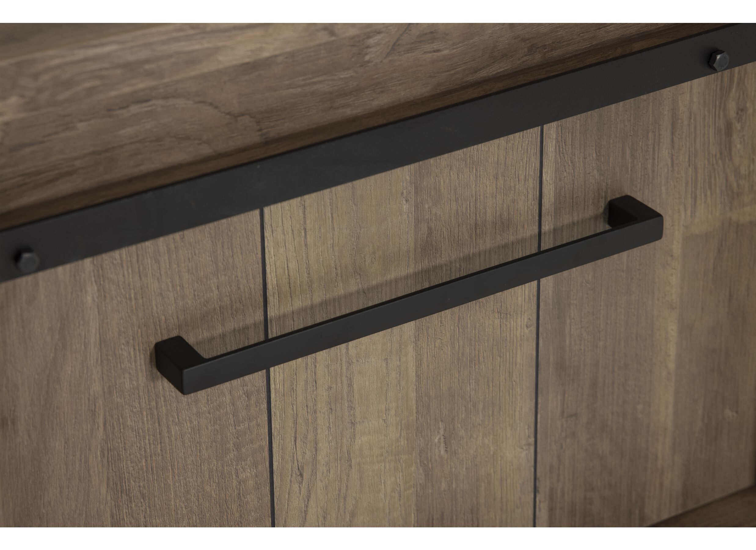 Detailfoto - Tv-meubel 179cm - meubelplaat - old teak & matt black