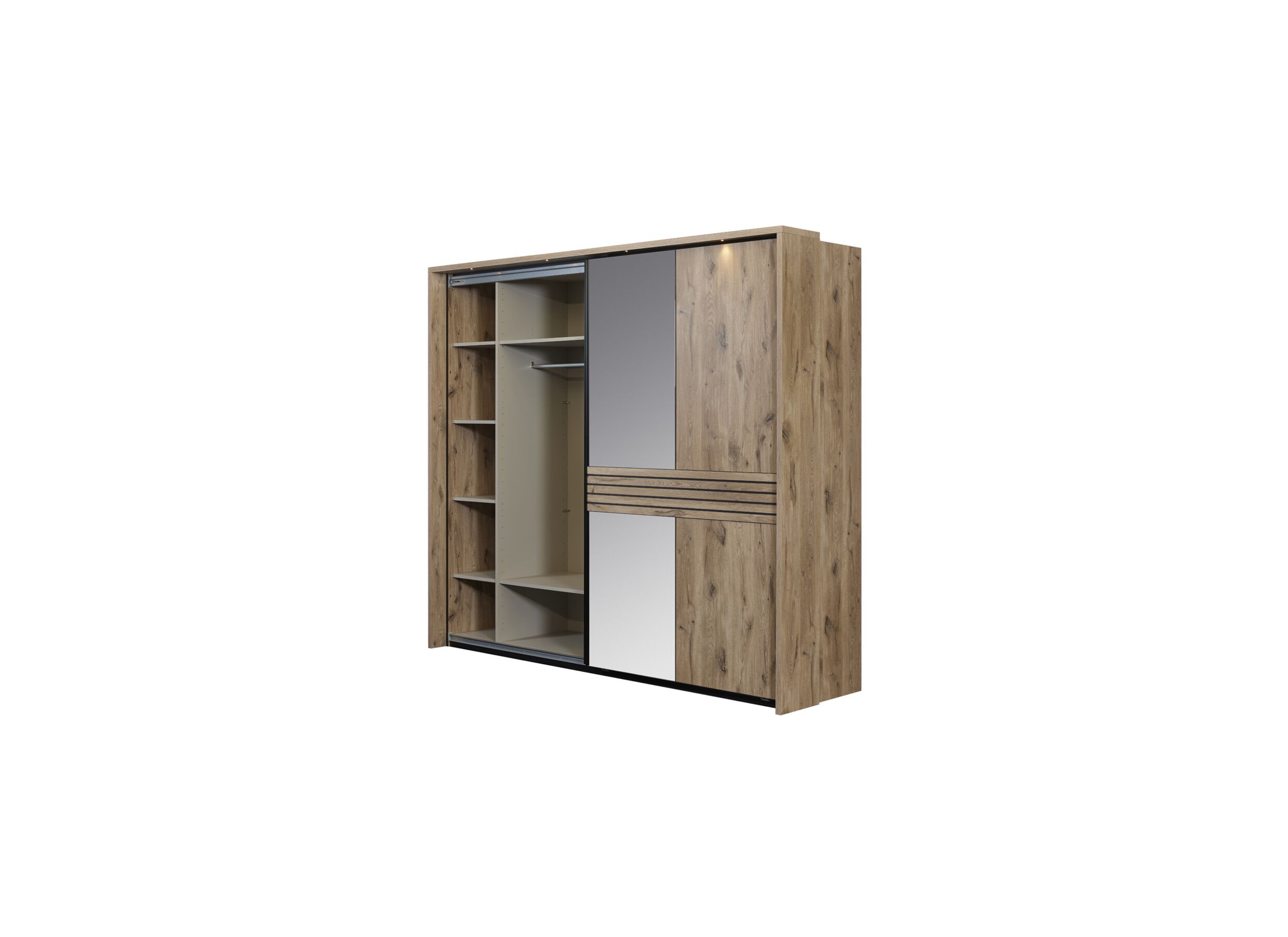 Disposition - Armoire à portes coulissantes Tanya 286cm - décor - canyon oak/noir