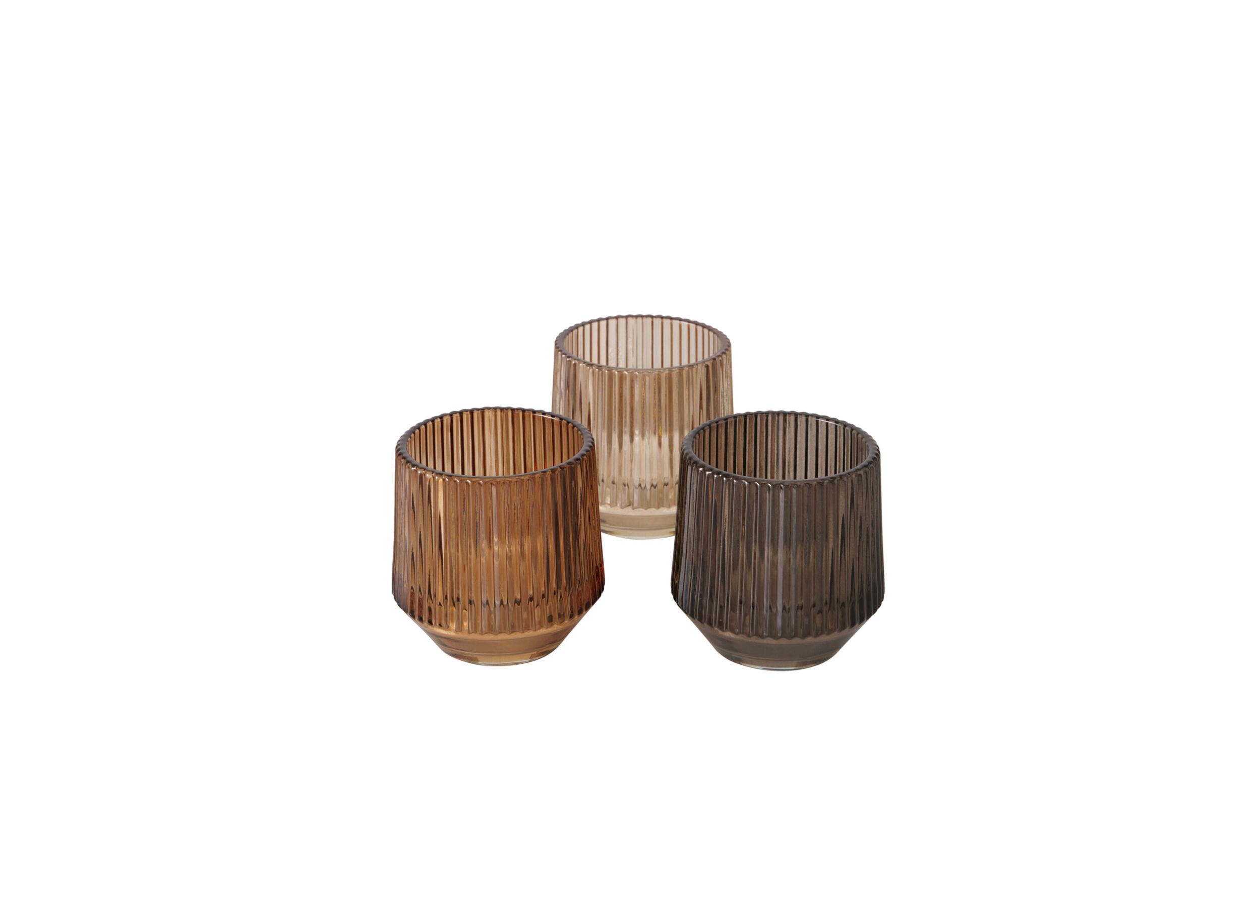Porte-bougie Tiago - Porte-bougie Tiago H10cm - verre - beige/brun