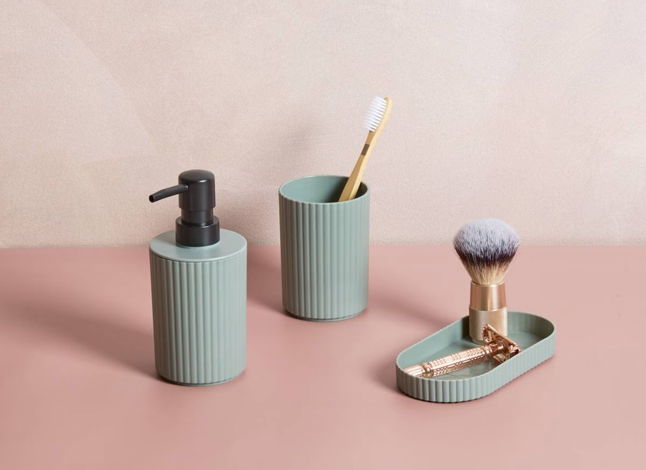 Foto ambiance - Set de salle de bain 16x8x17cm - polypropylène - vert