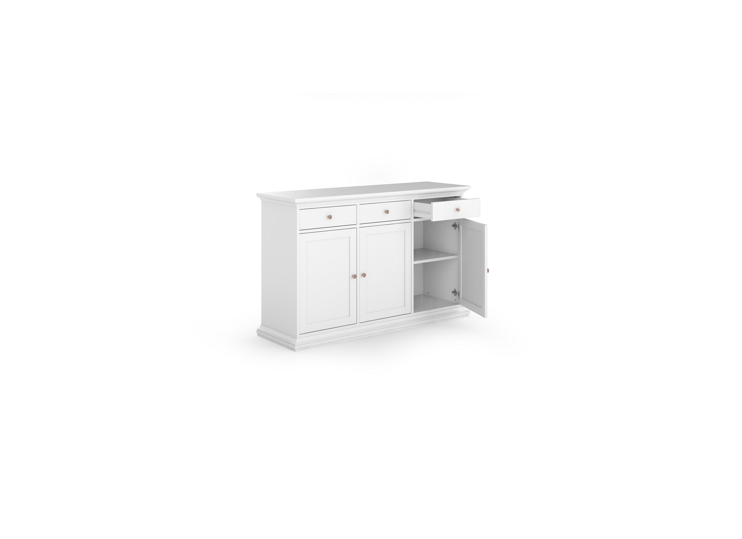 Buffet Paris 144cm - panneau décor - blanc