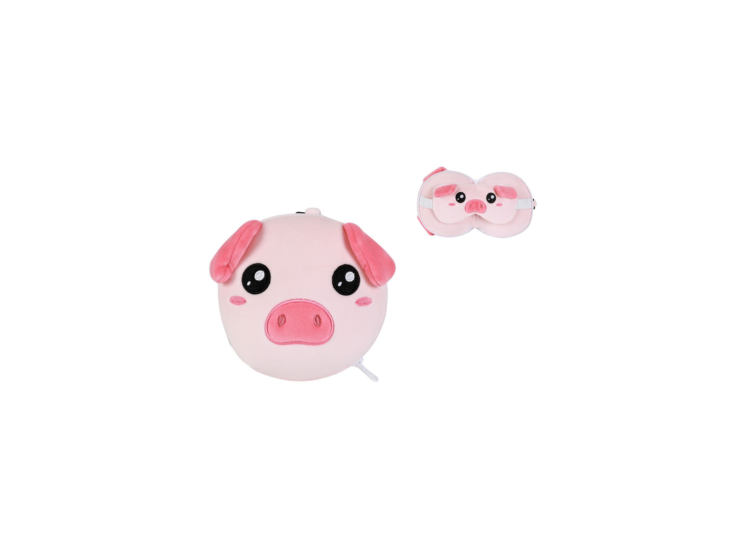 Kussen Piggy met slaapmasker - stof - roze - Kussen Piggy met slaapmasker - stof - roze