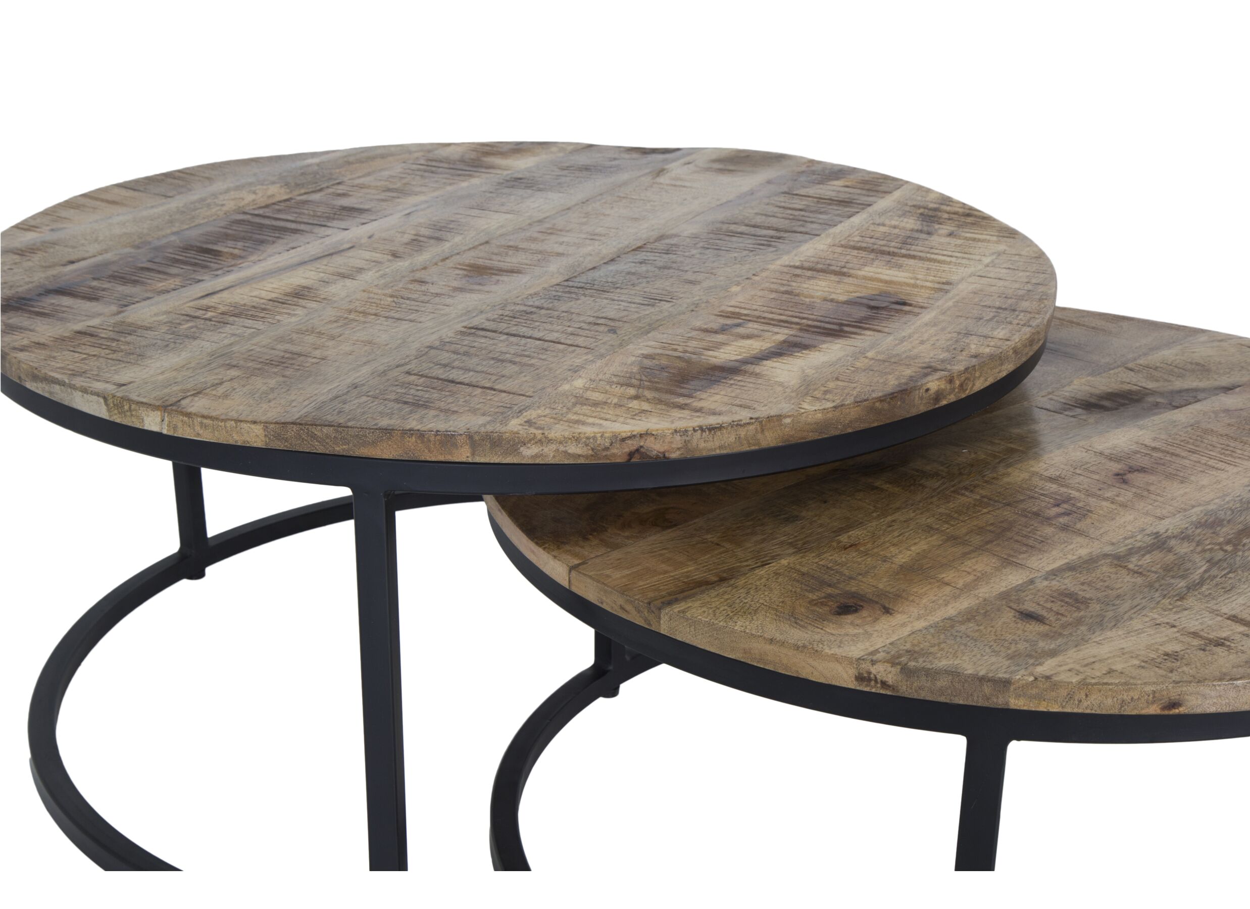 Salontafel Half Moon Ø80cm - metaal - naturel & zwart