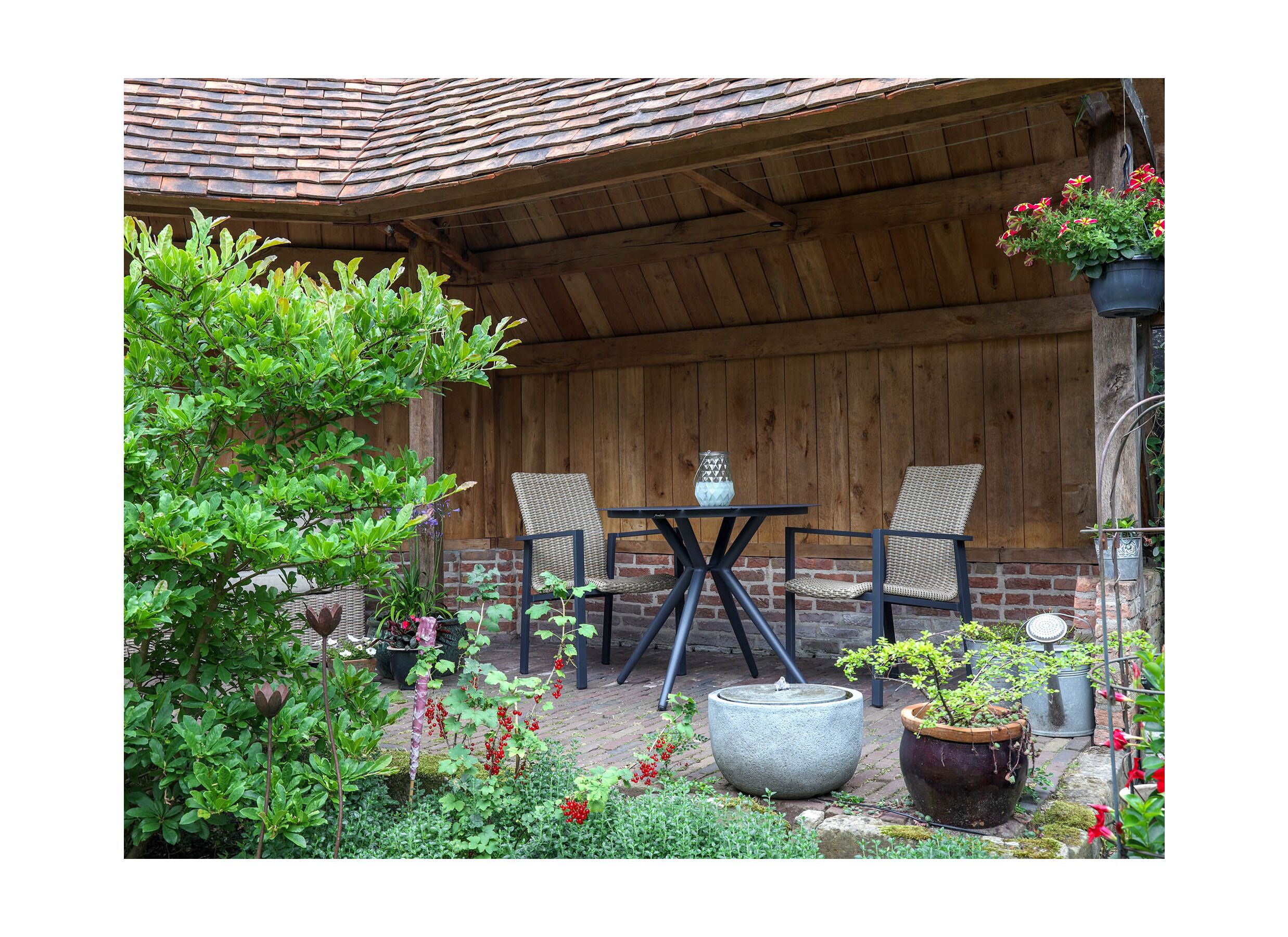 Foto ambiance - Table de jardin Shore Ø90cm - aluminium - anthracite