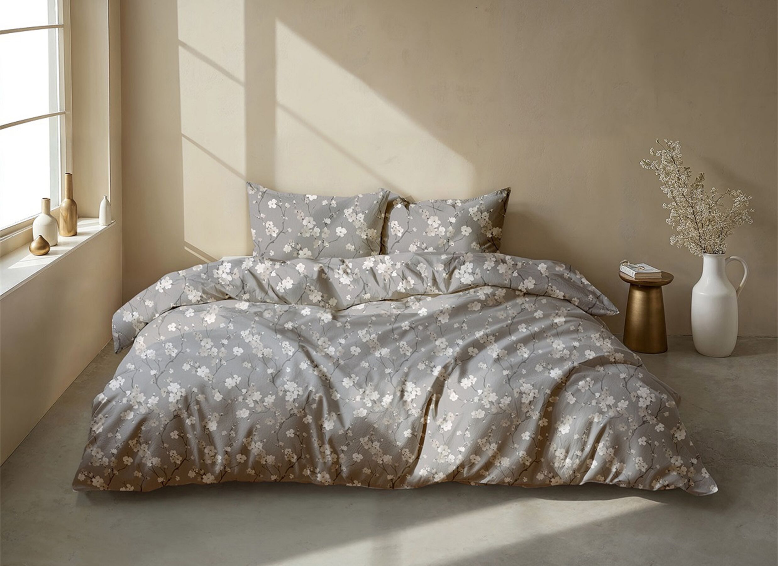 Foto ambiance - Housse de couette Aria 240x220cm - flanelle - gris