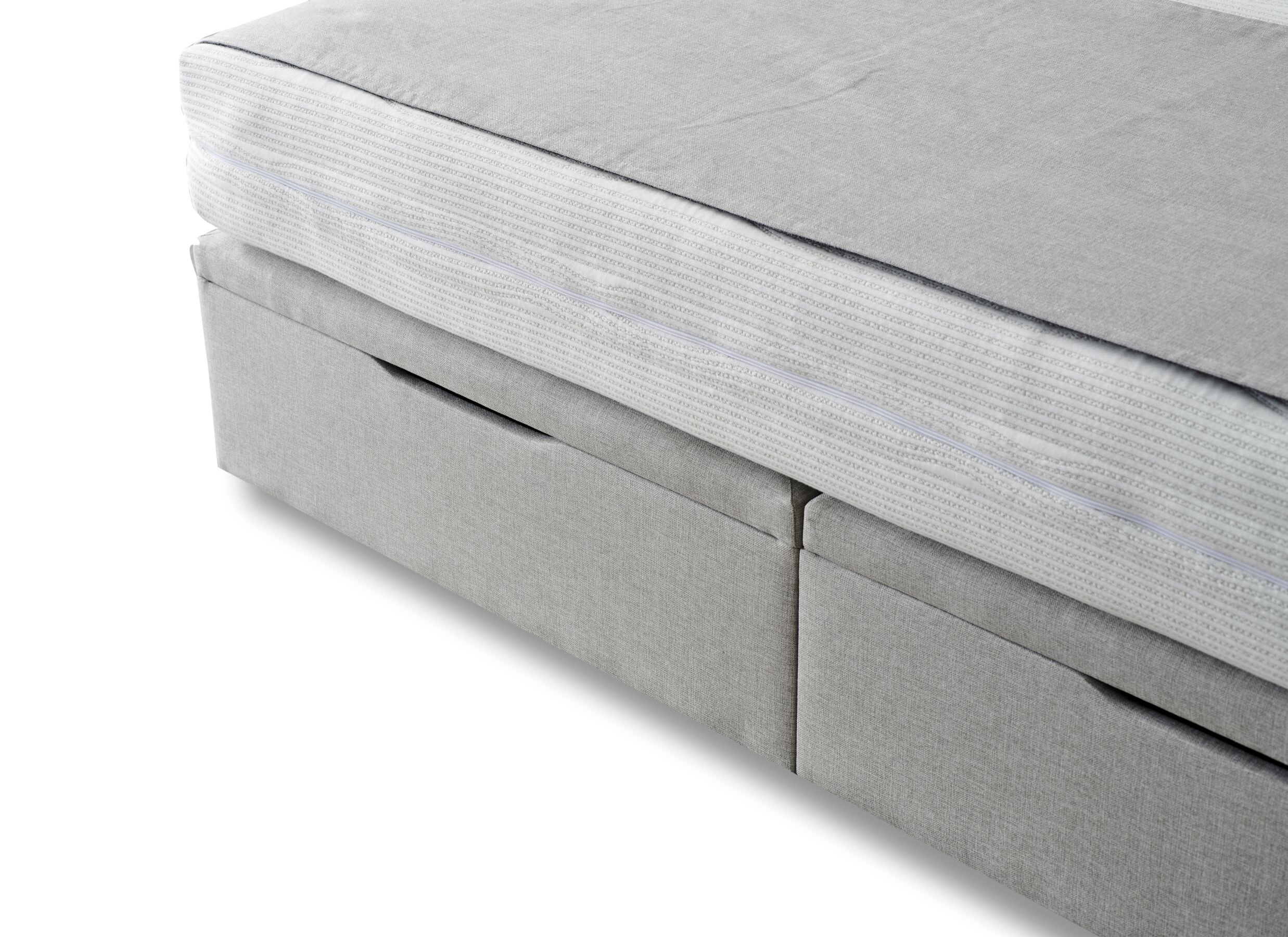 Detailfoto - Bedbox Cosy 140x200cm - stof - lichtgrijs met opbergruimte