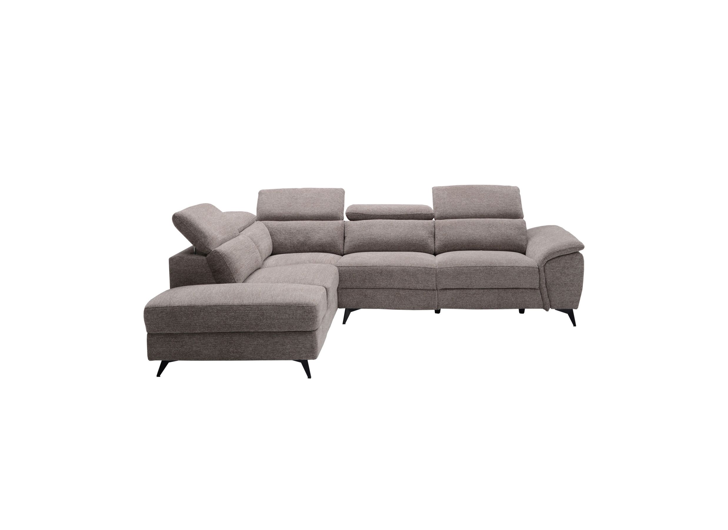 Aperçu - Canapé d'angle Perfume 284x224cm - tissu - gris clair avec relax