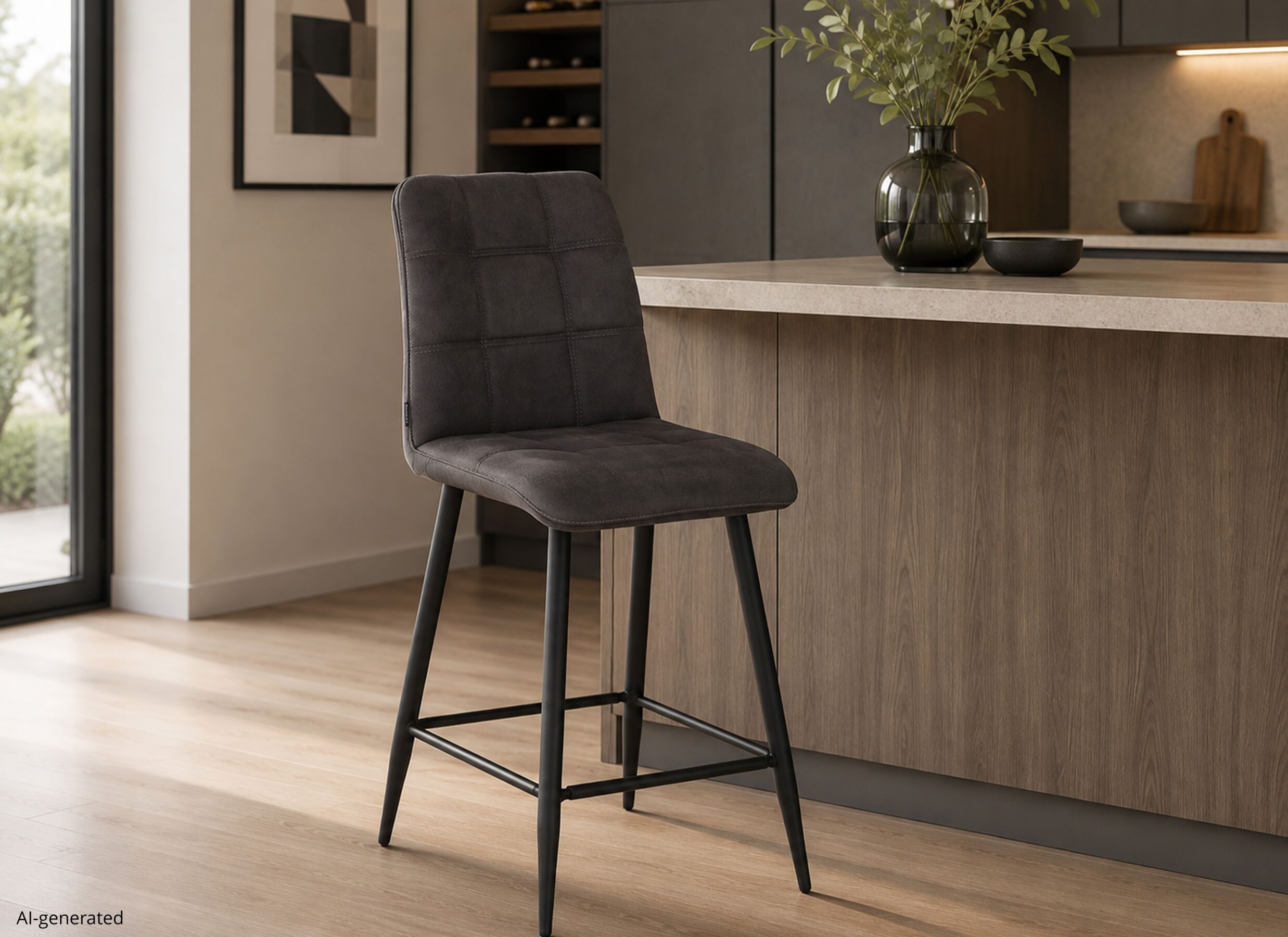 AI Generated - Chaise de bar Dex HA65cm - tissu - zorro anthracite