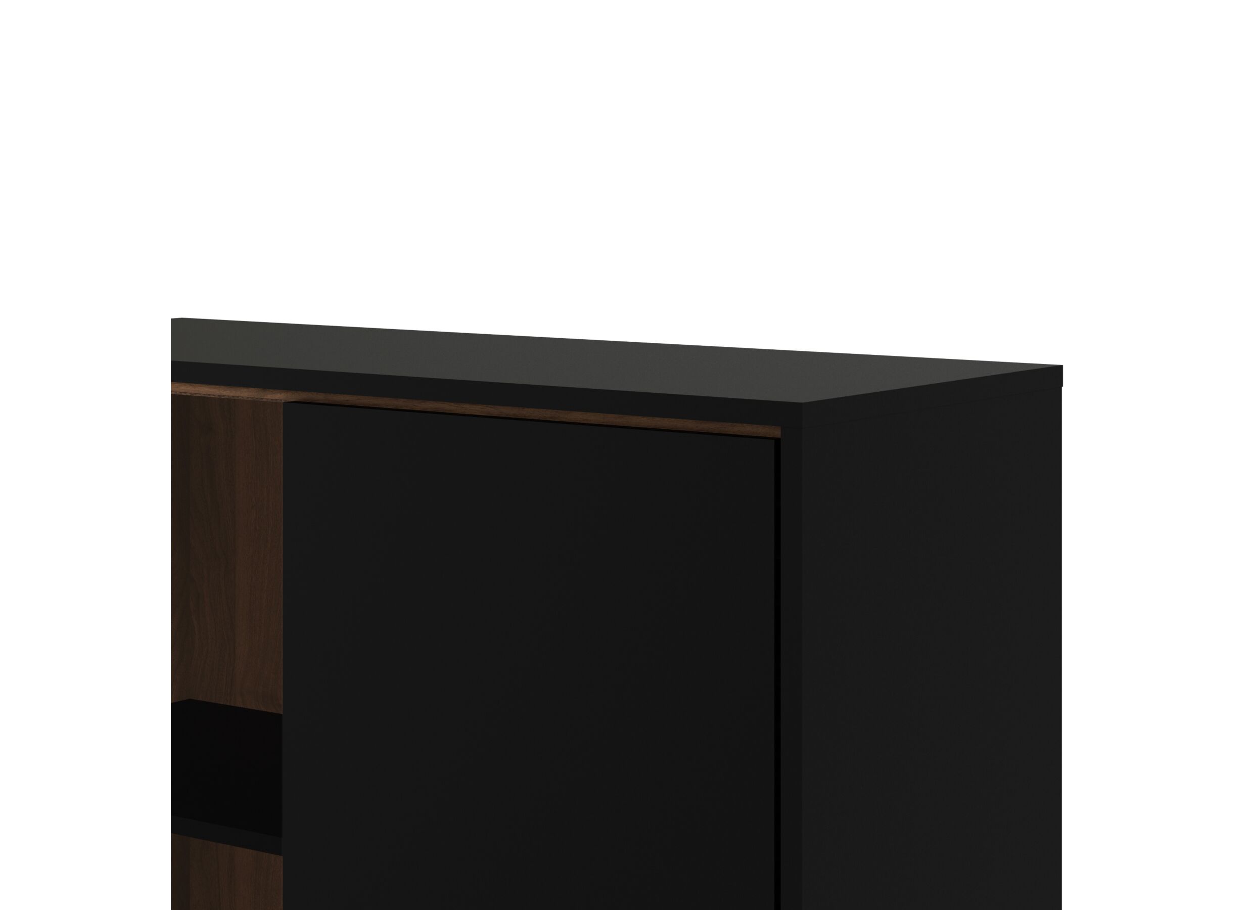 Vitrinekast Ry 102cm - decor - mat zwart/okkernoot