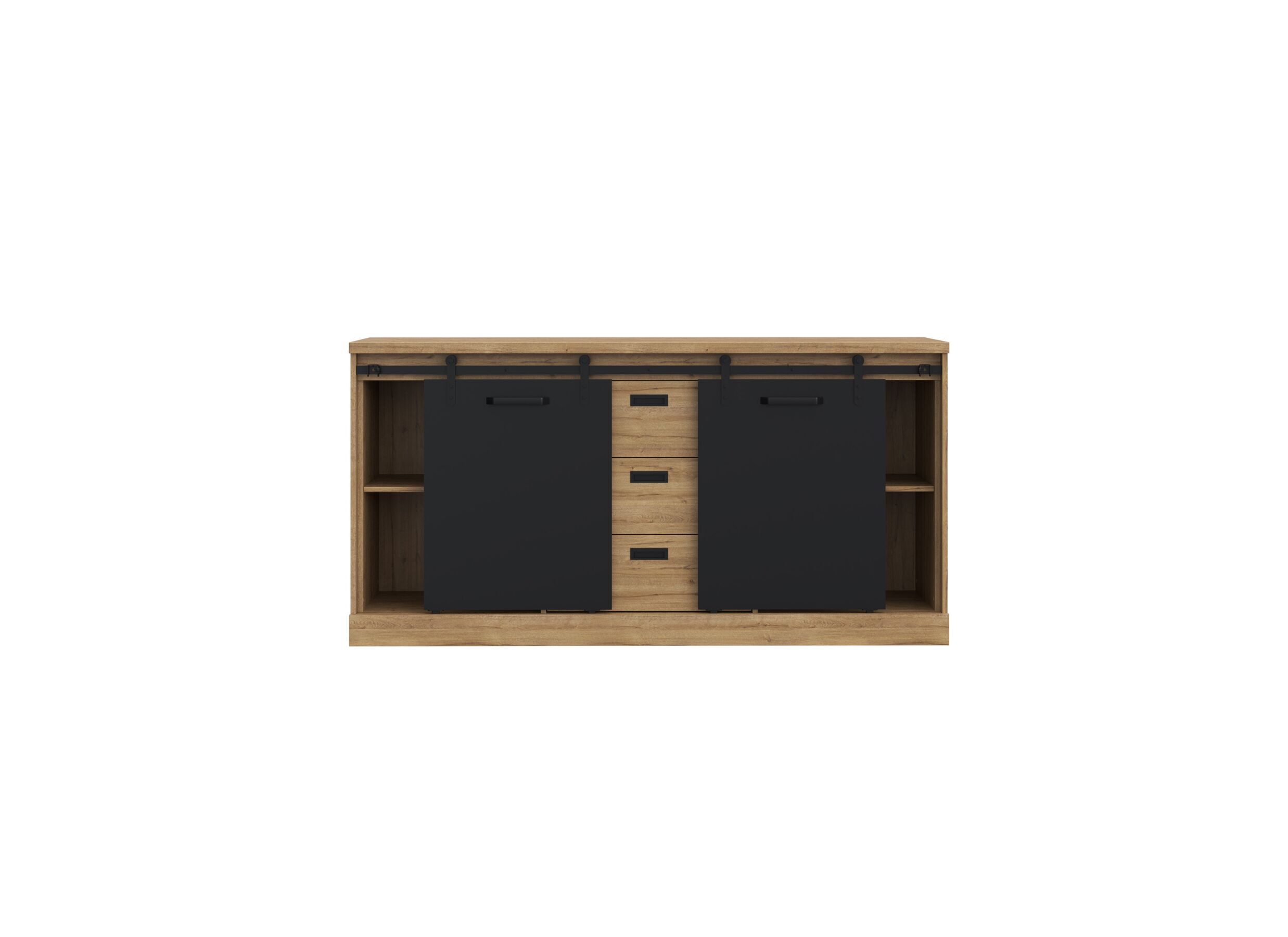 Dressoir Kaszimiro 173cm - meubelplaat - waterford eik/zwart