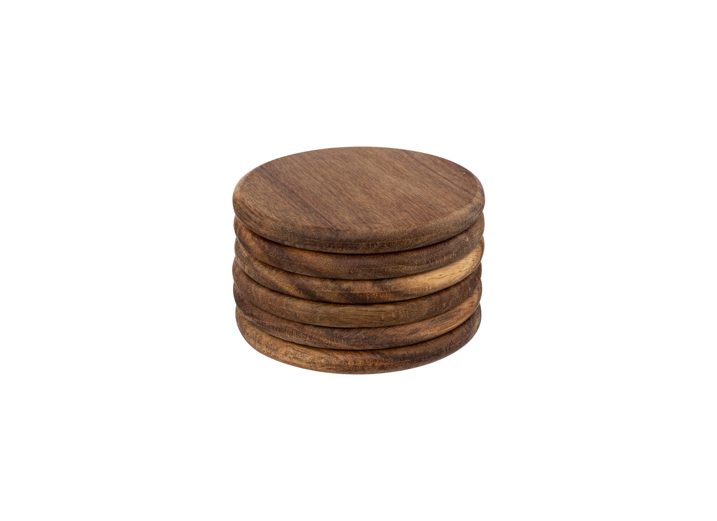 Hoofdfoto - Onderzetters voor glazen Mina Ø10x6cm - acacia massief - naturel set van 6